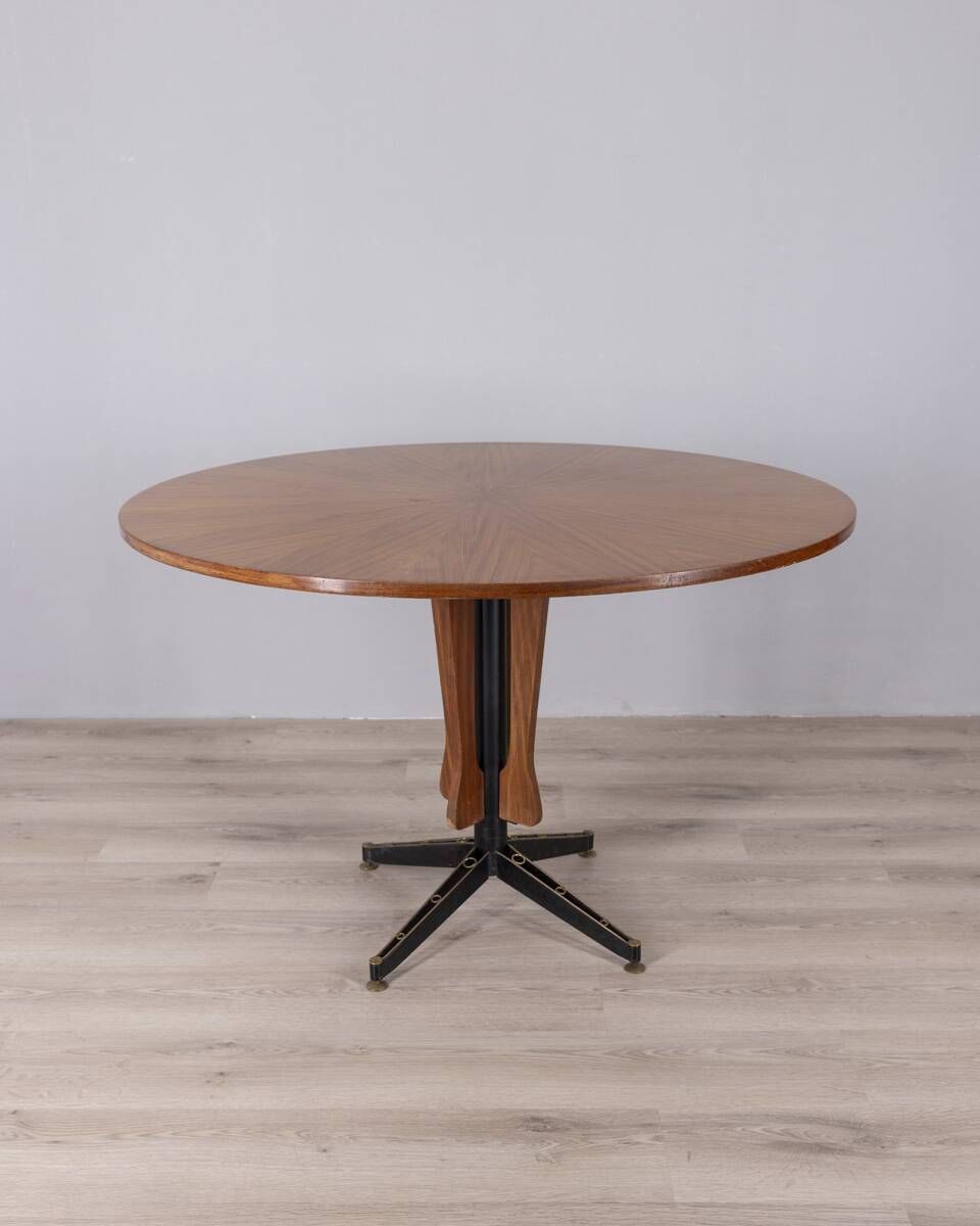 Vintage Wooden Round Table From 1960s Designed By Carlo Ratti For Lissoni photo furniture