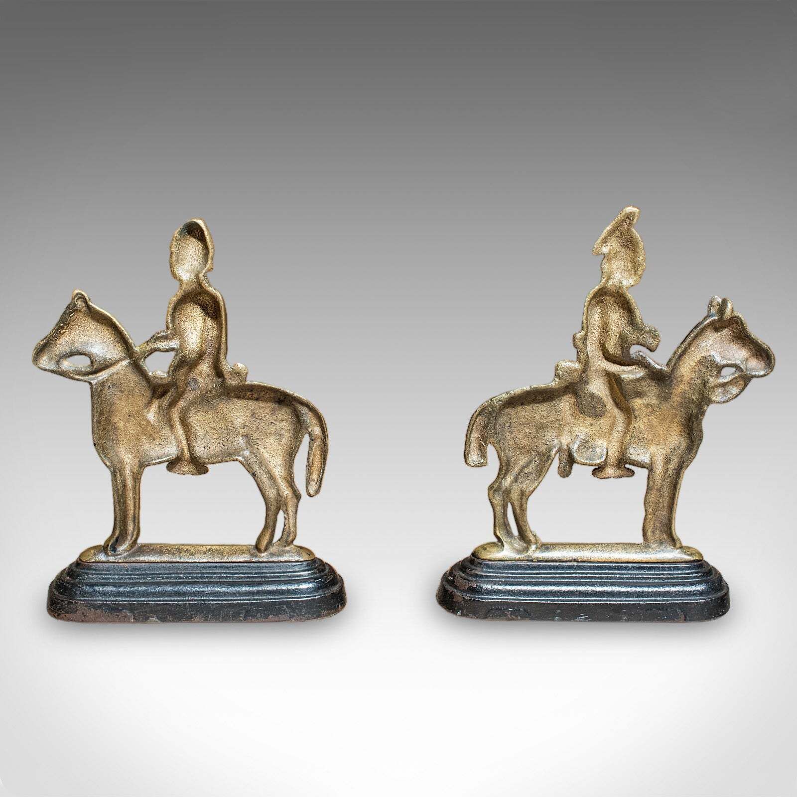 Pair Of Antique Mounted Horse Rider Bookends, English, Book Rests, Victorian photo Home Decor