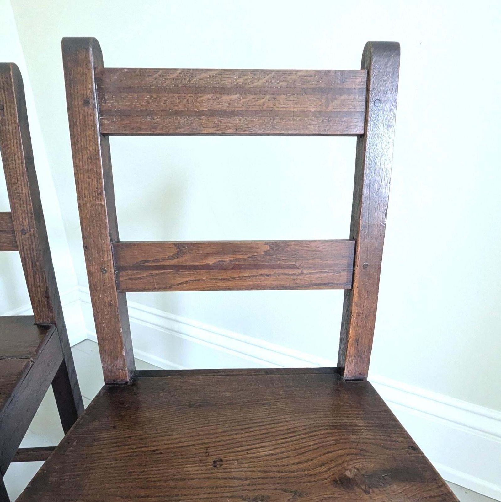 Antique Oak Georgian Country Side Chairs – Rustic Primitive C1800 photo Furniture