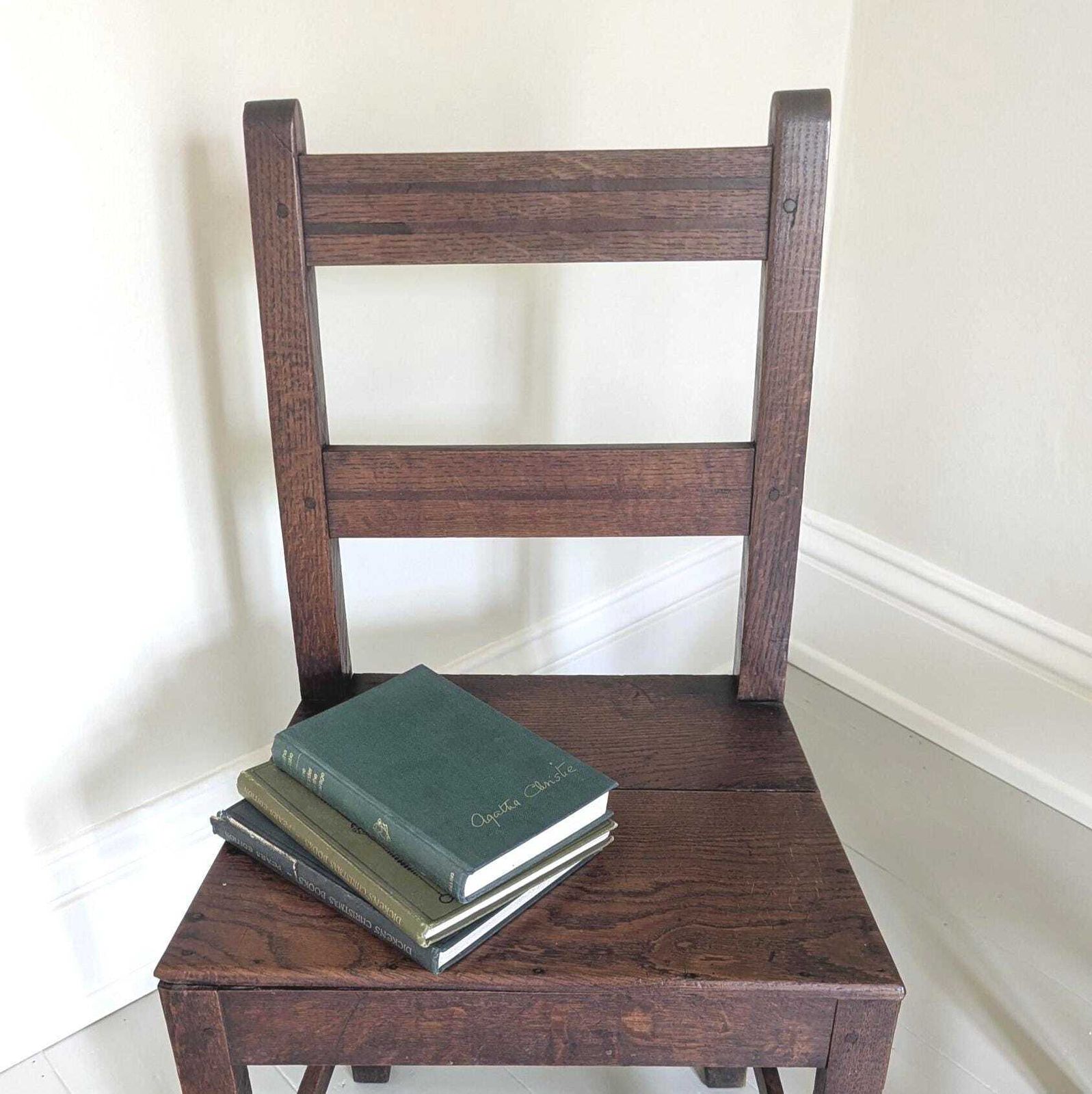 Antique Oak Georgian Country Side Chairs – Rustic Primitive C1800 photo vintage