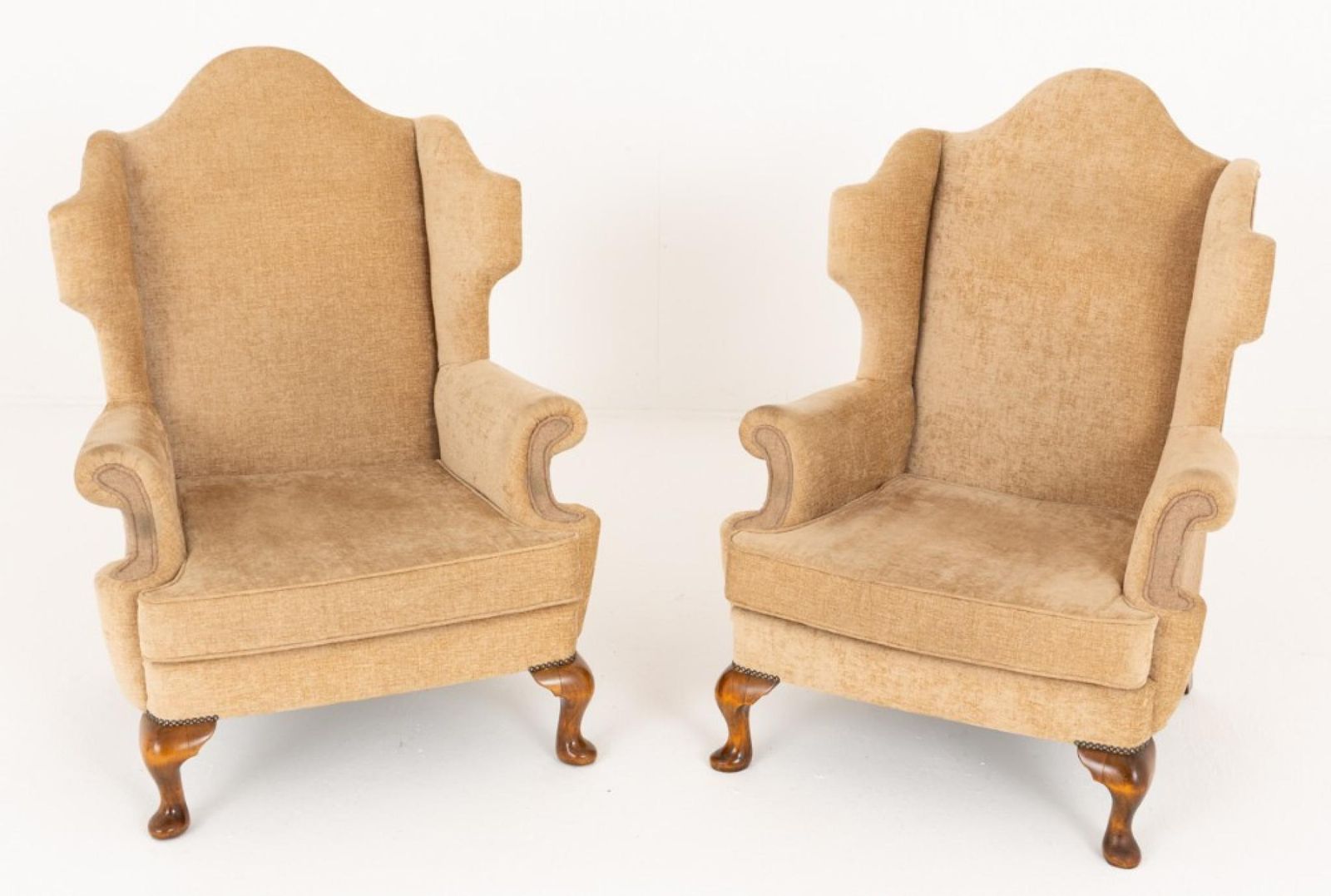 Pair Wing Back Chairs Georgian Revival Armchair