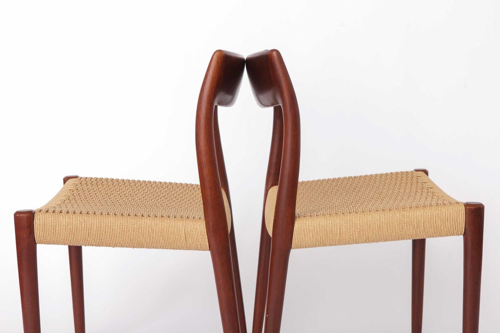 Set Of 4 Niels Møller Model 77 Chairs Dark Teak Danish Cord 1950s Danish Mid Century Dining Chairs photo 2582.0
