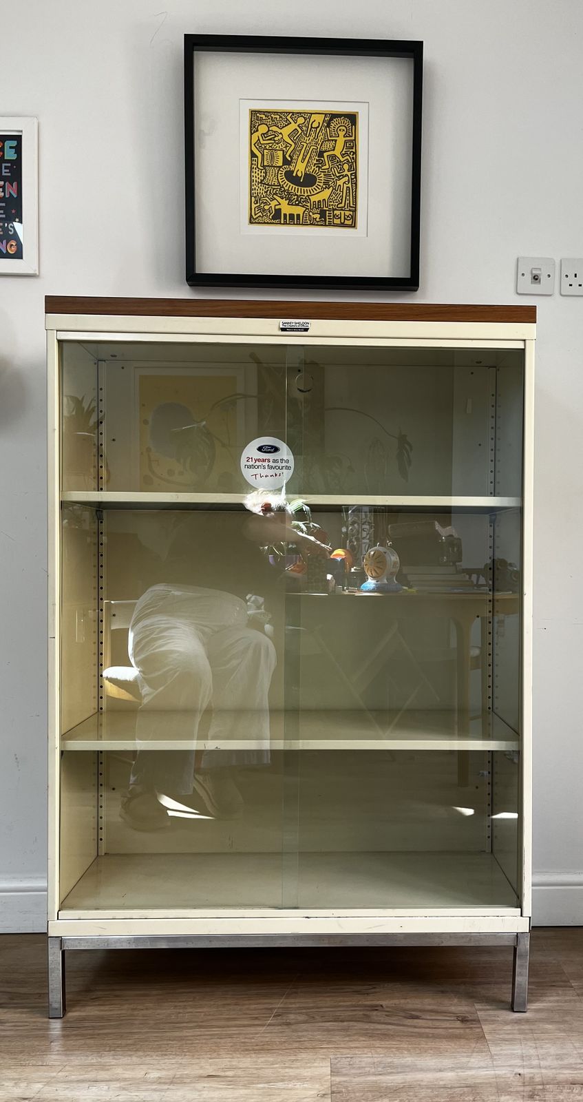 Mid Century Ford Sankey Sheldon Glazed Steel Bookcase Cabinet Industrial photo vinterior