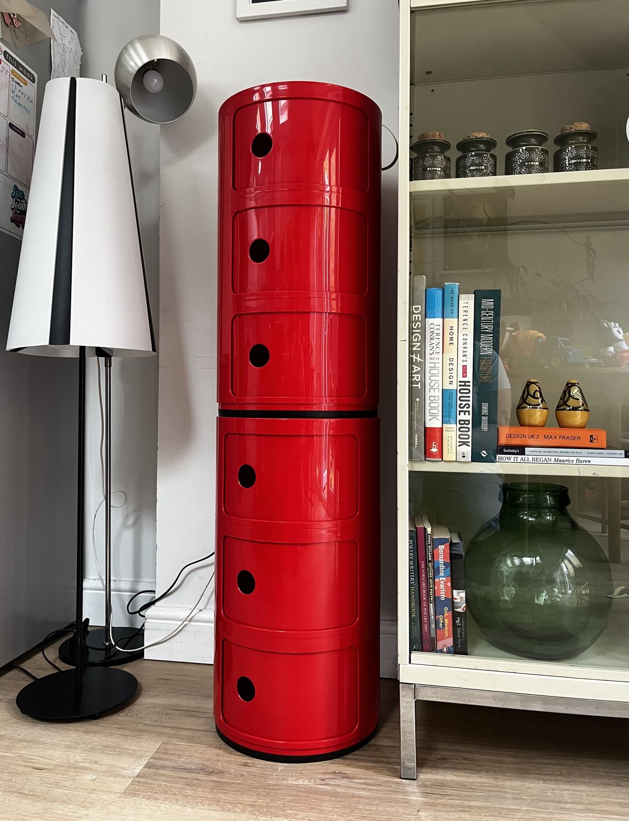 photo buy 2 4967 Mcm Kartell Componibili 3 Tier Red Storage Bedside Units By Anna Castelli