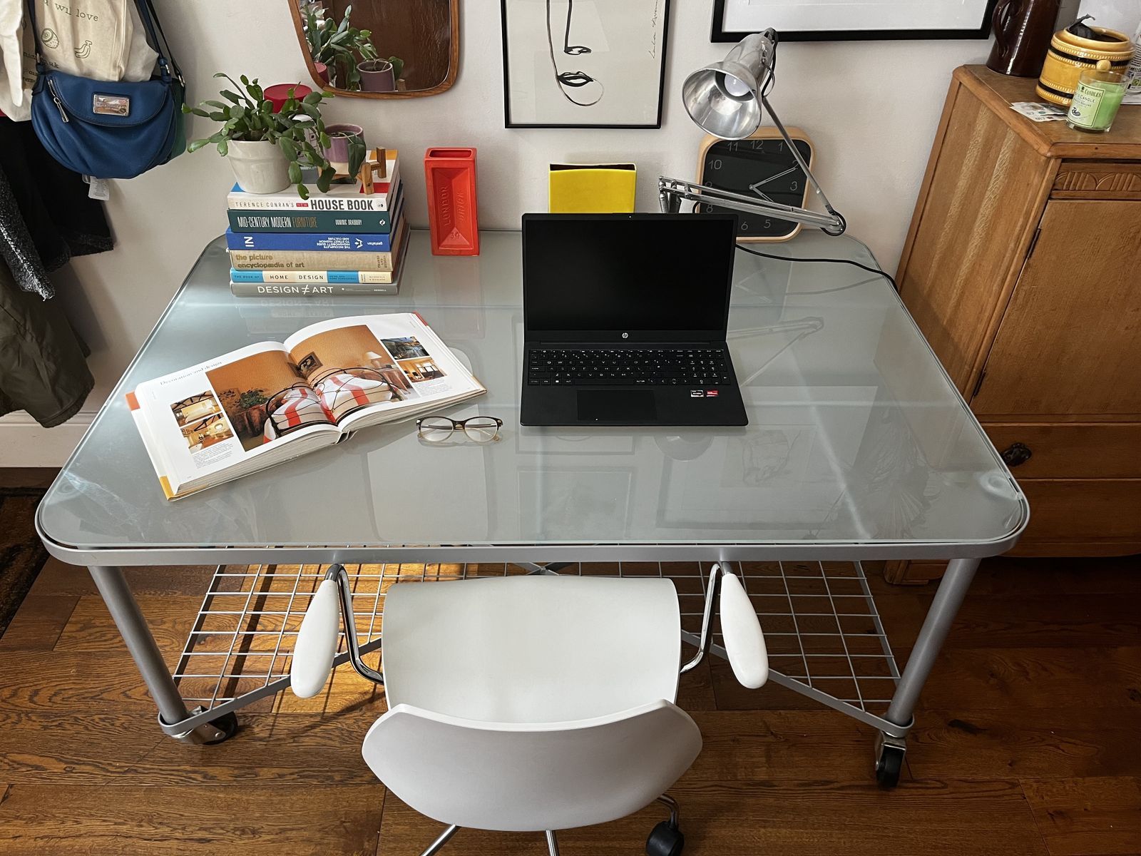 Furniture Vintage 1990’s Steel & Glass Ikea Moment Desk Designed By Neils Gammelgaard photo