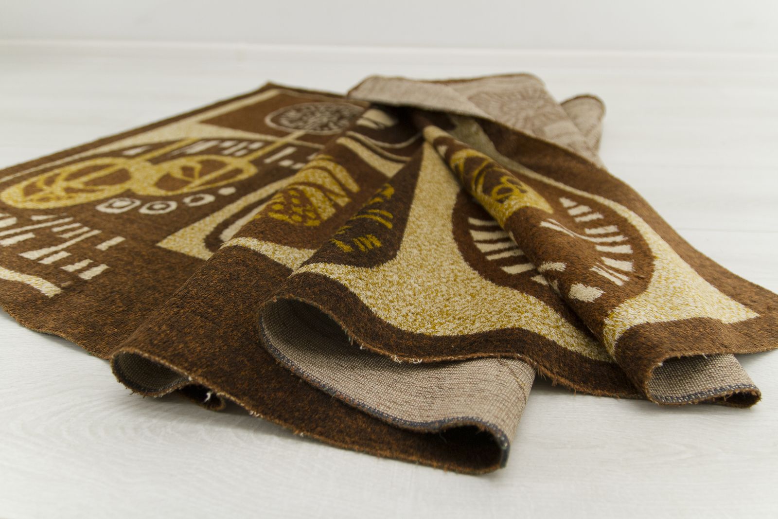 Abstract Modern Wall Tapestry In Brown & Gold, 1960s Vintage photo furniture