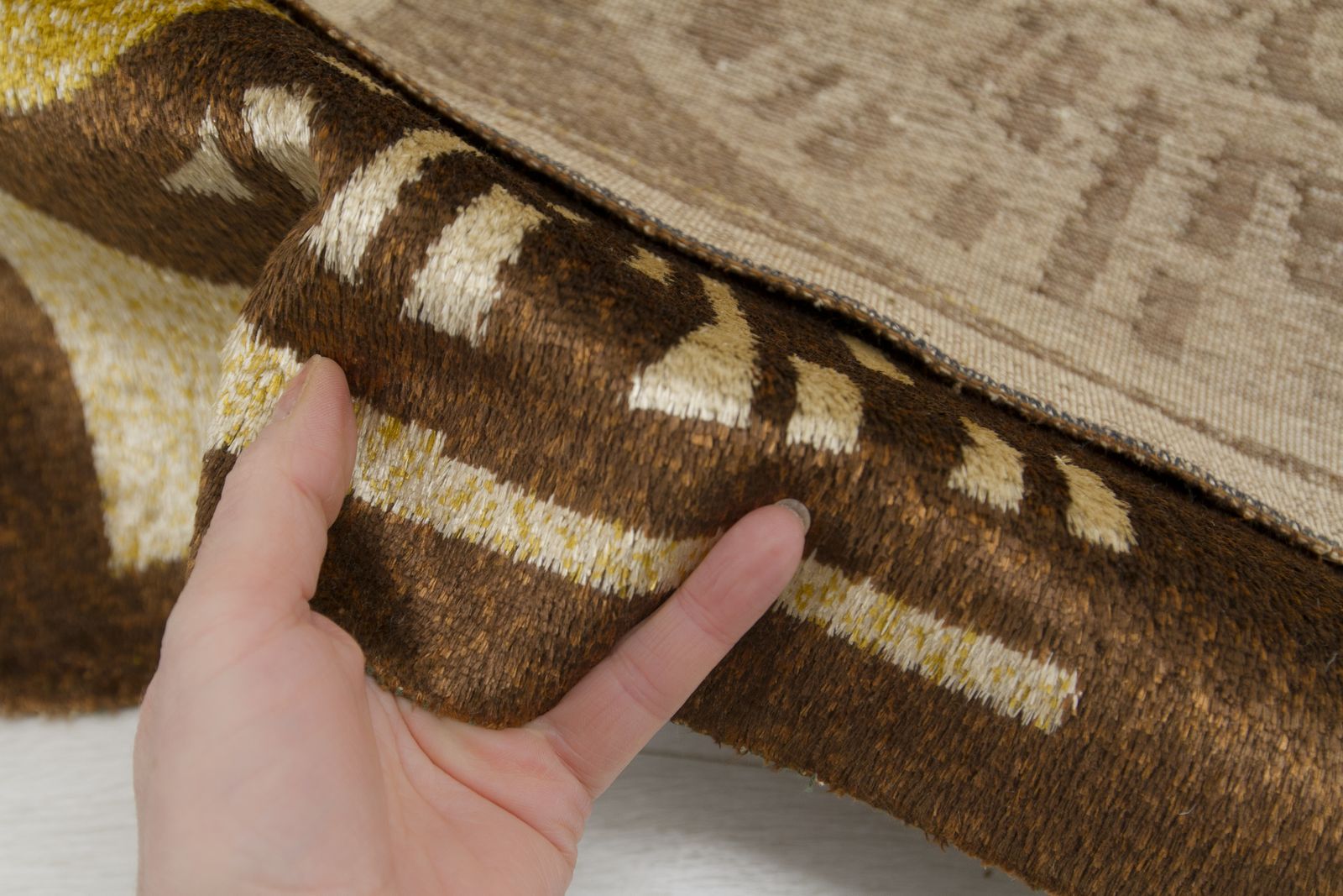 photo buy Abstract Modern Wall Tapestry In Brown & Gold, 1960s Vintage