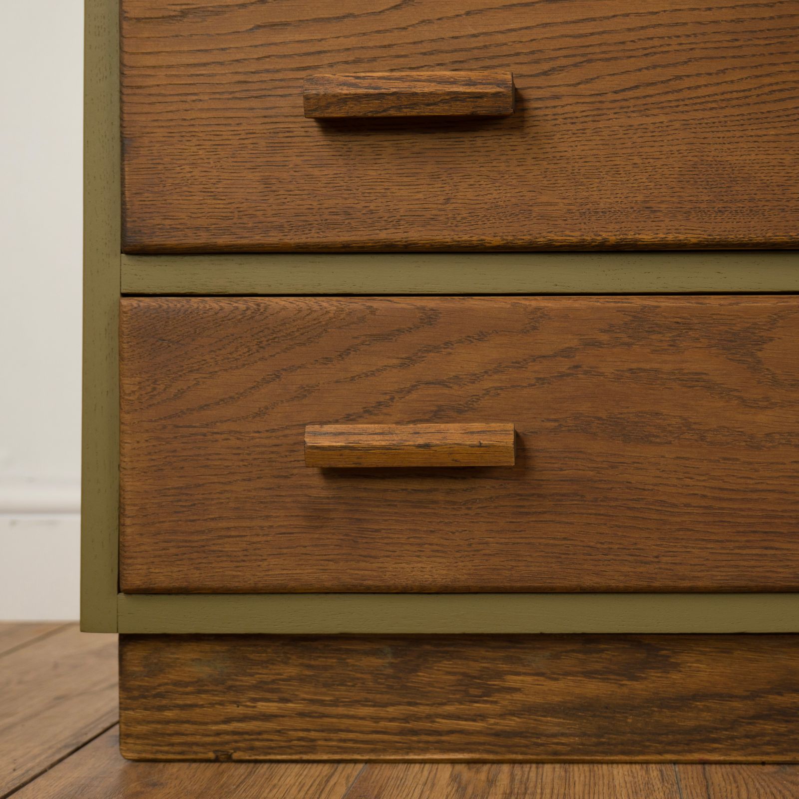 Vintage Oak Green Chest Of Drawers photo vinterior