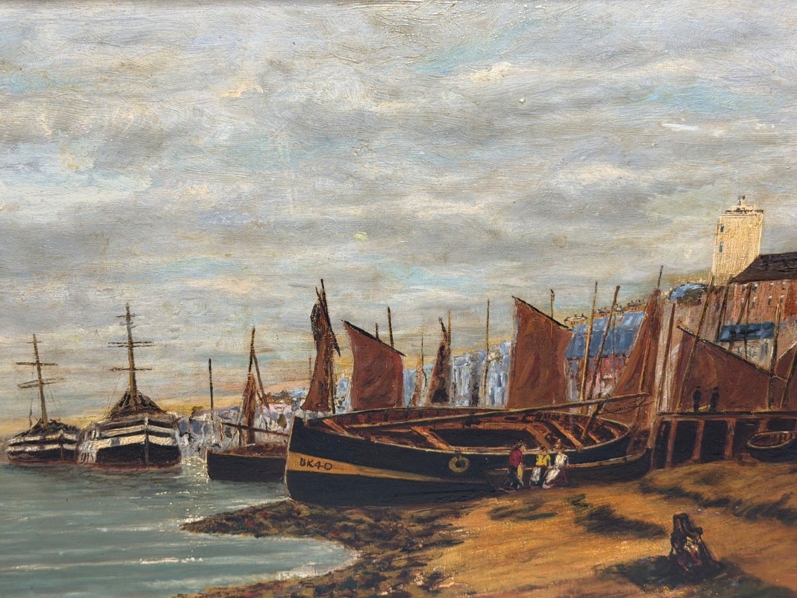 Victorian Oil Painting North Shields Harbour The Old Low Light In The Manner Of Bernard Benedict Hemy photo furniture