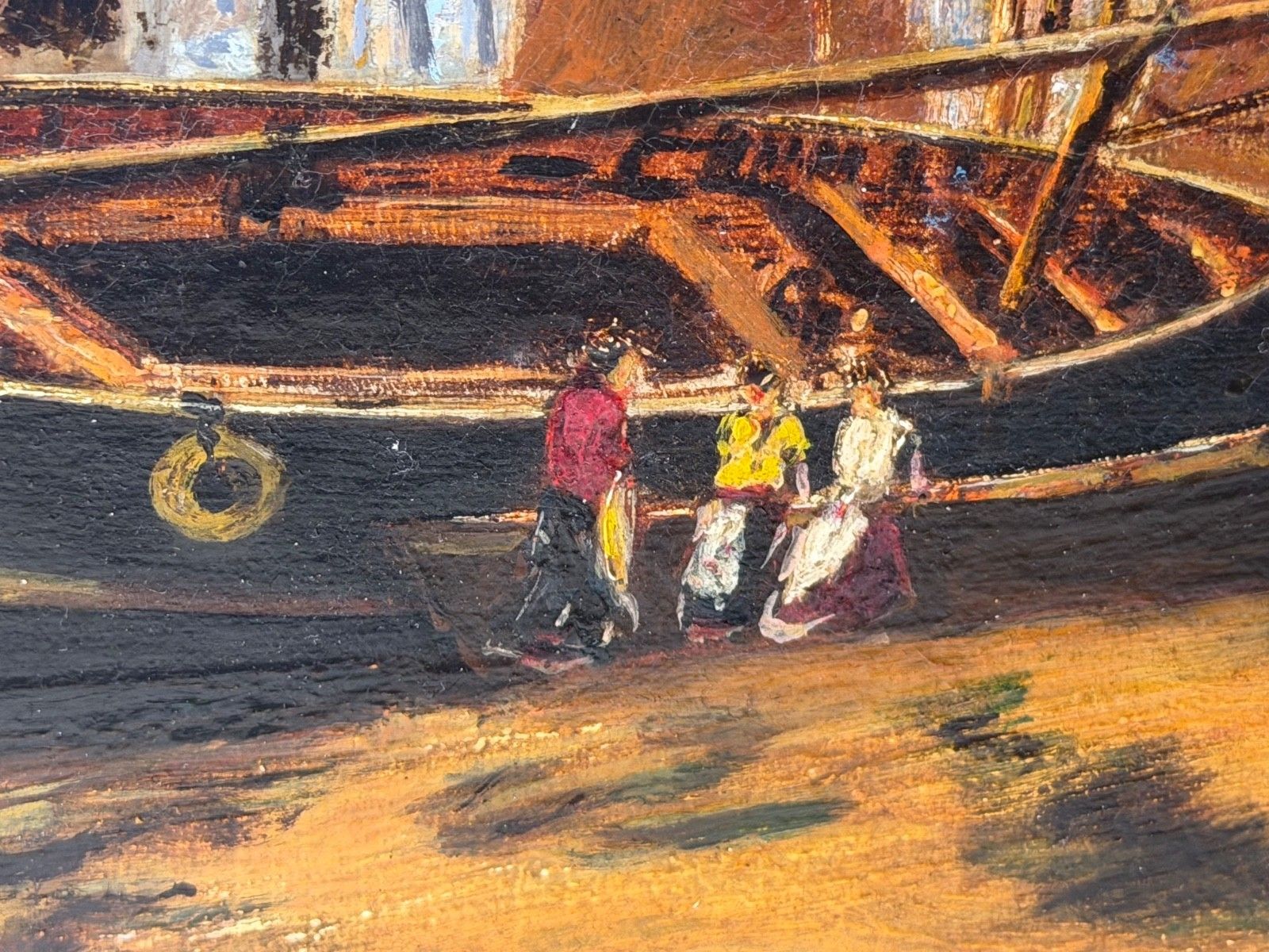 7000.0 Victorian Oil Painting North Shields Harbour The Old Low Light In The Manner Of Bernard Benedict Hemy photo