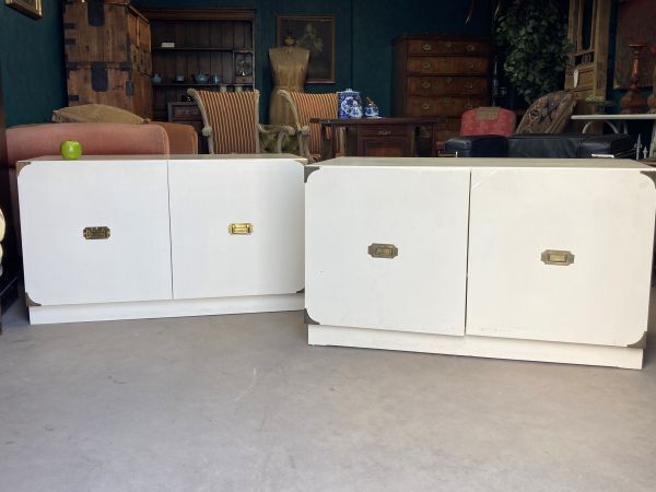A Pair Of Mid Century Stackable Modular Storage Cabinets