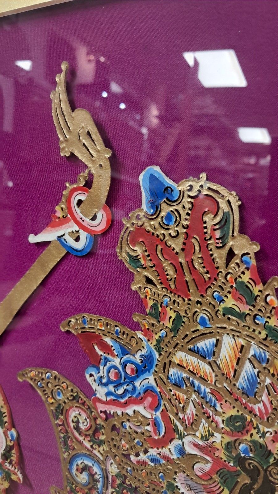 Pair Of Vintage Framed Indonesian Wayang Kulit Shadow Puppets photo Art