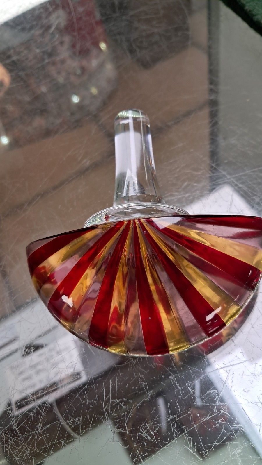 Stunning Murano Glass Samantha Red/ Yellow Ribboned Glass Decanter With Coa photo vintage