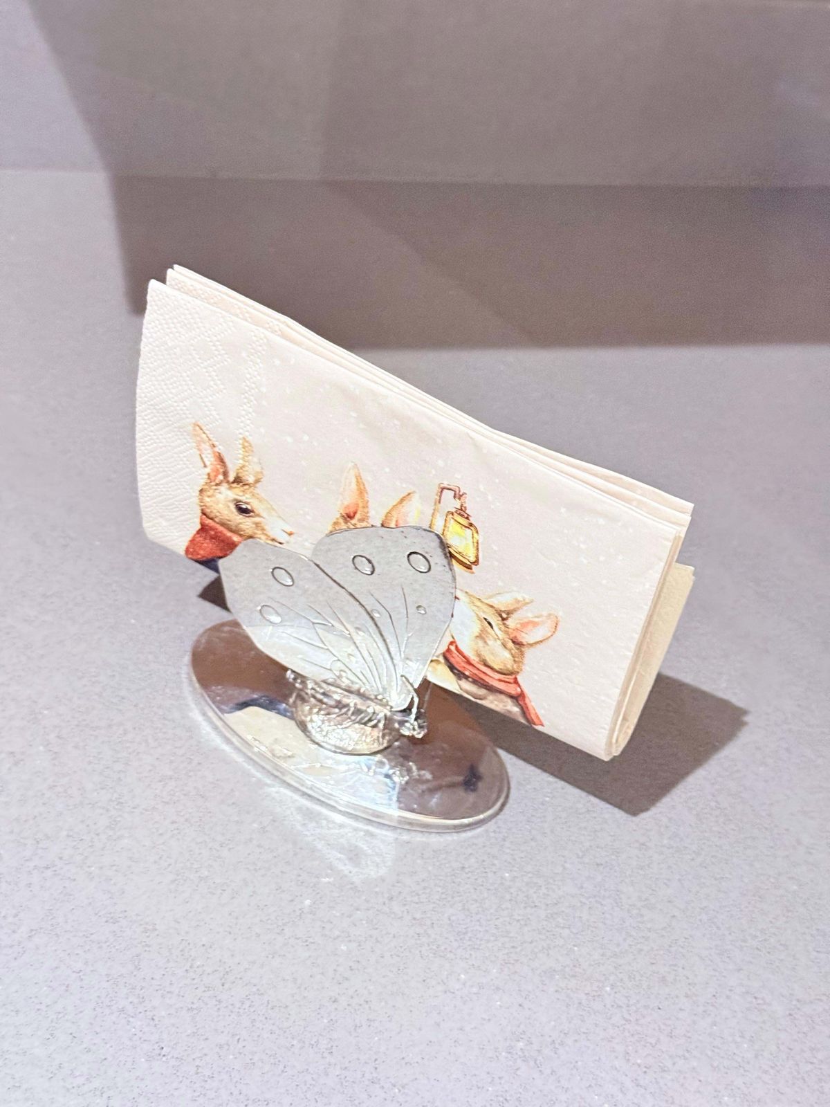 photo vinterior Porte-serviettes papillon d'époque avec porte-couteaux assortis, lot de 6 couteaux