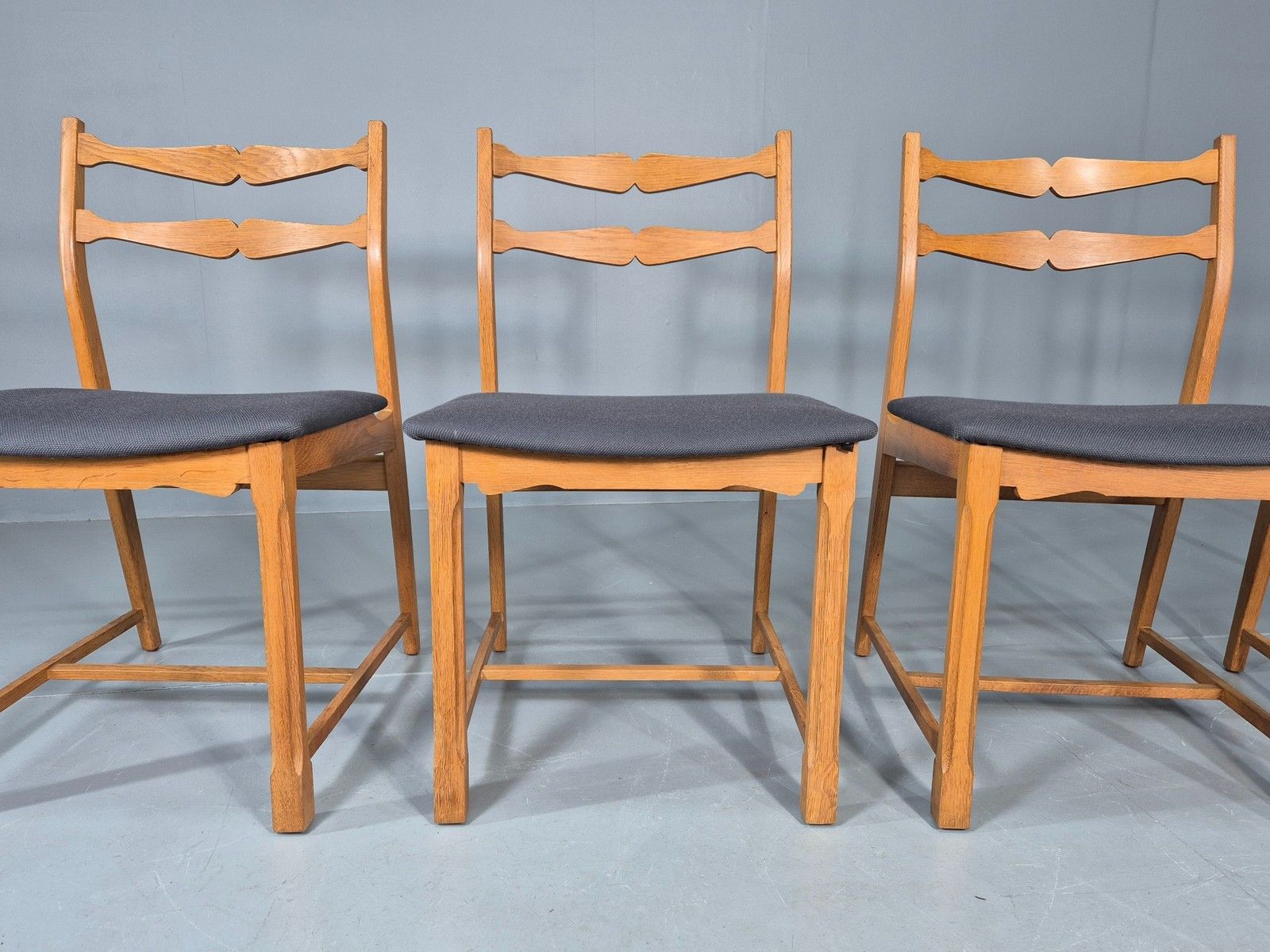 5 Vintage Kjaernulf Style Dining Chairs Oak Frame New Seats 1970s Retro Eb12141 photo furniture