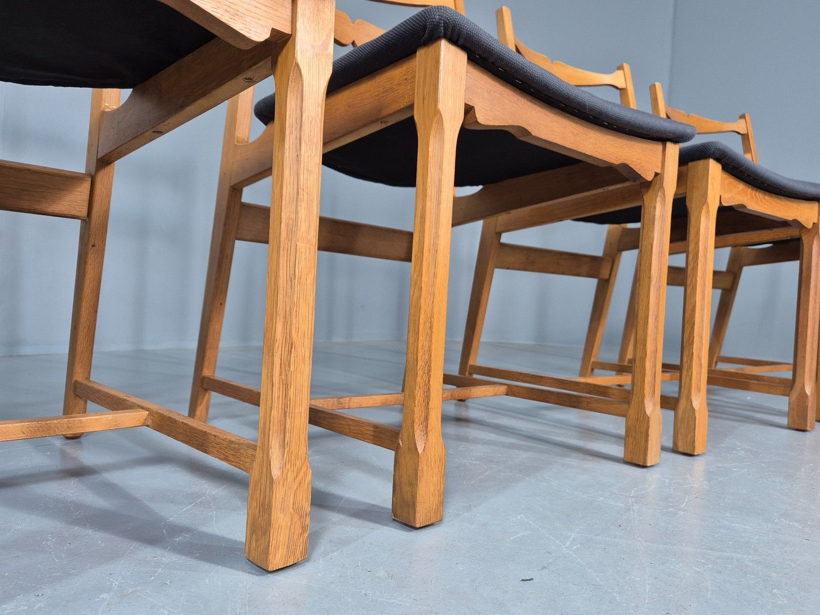 5 Vintage Kjaernulf Style Dining Chairs Oak Frame New Seats 1970s Retro Eb12141 photo Furniture