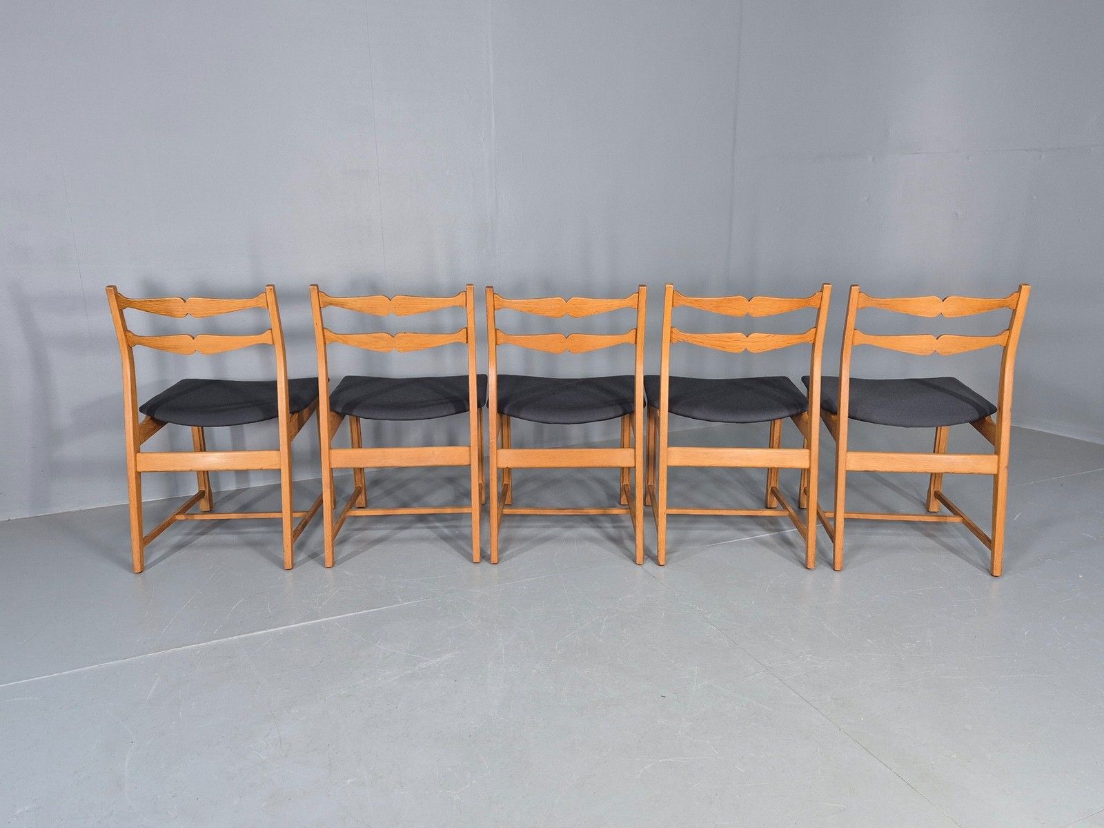 5 Vintage Kjaernulf Style Dining Chairs Oak Frame New Seats 1970s Retro Eb12141 photo buy