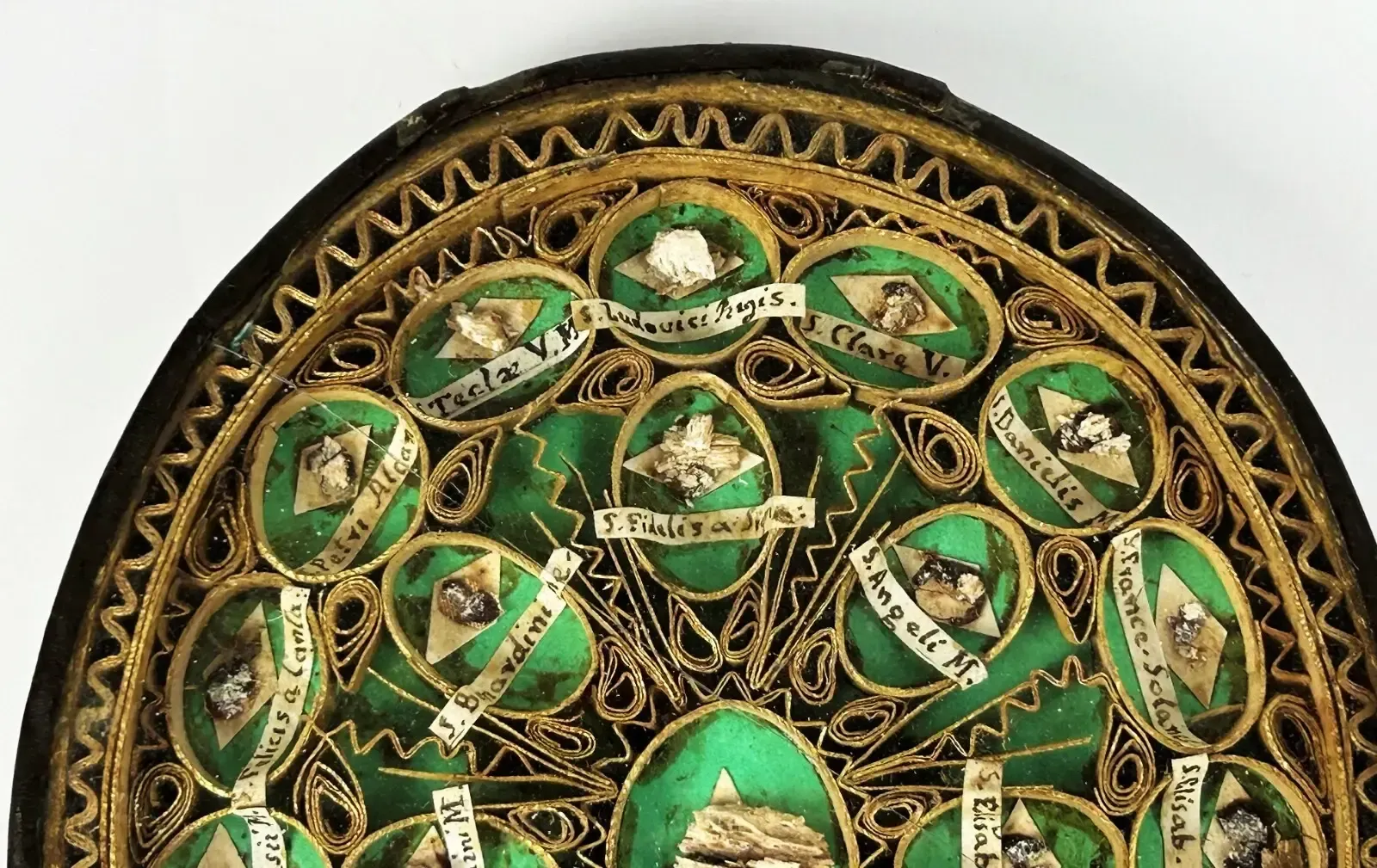 17th Century Catholic Multi Relic Reliquary | Named Saints & Martyrs | Latin Labels | Sacred Antique Shrine photo furniture