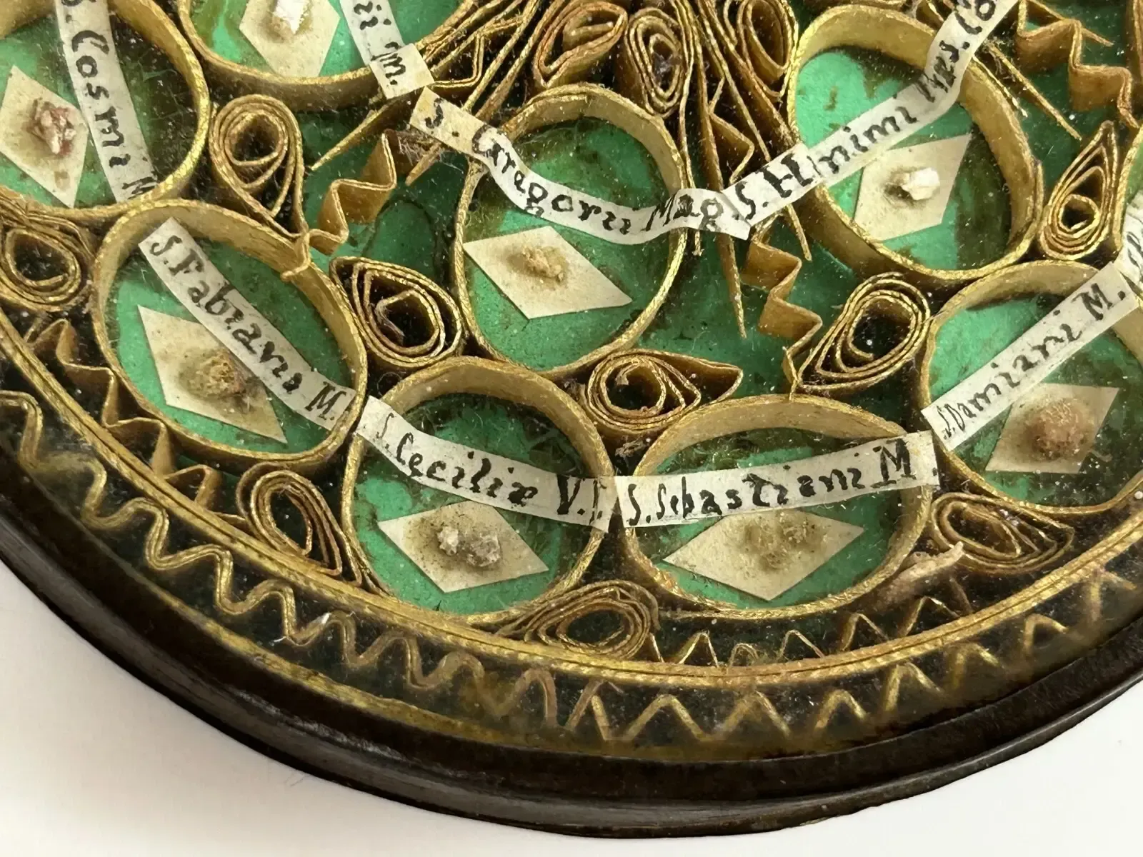 photo vinterior 17th Century Catholic Multi Relic Reliquary | Named Saints & Martyrs | Latin Labels | Sacred Antique Shrine