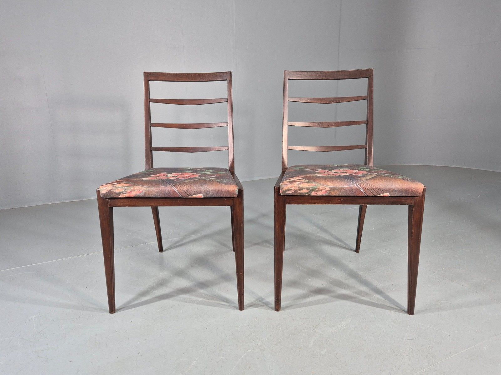 2 Vintage McIntosh Dining Chairs 1960s Retro Floral Upholstery Eb12177 photo furniture