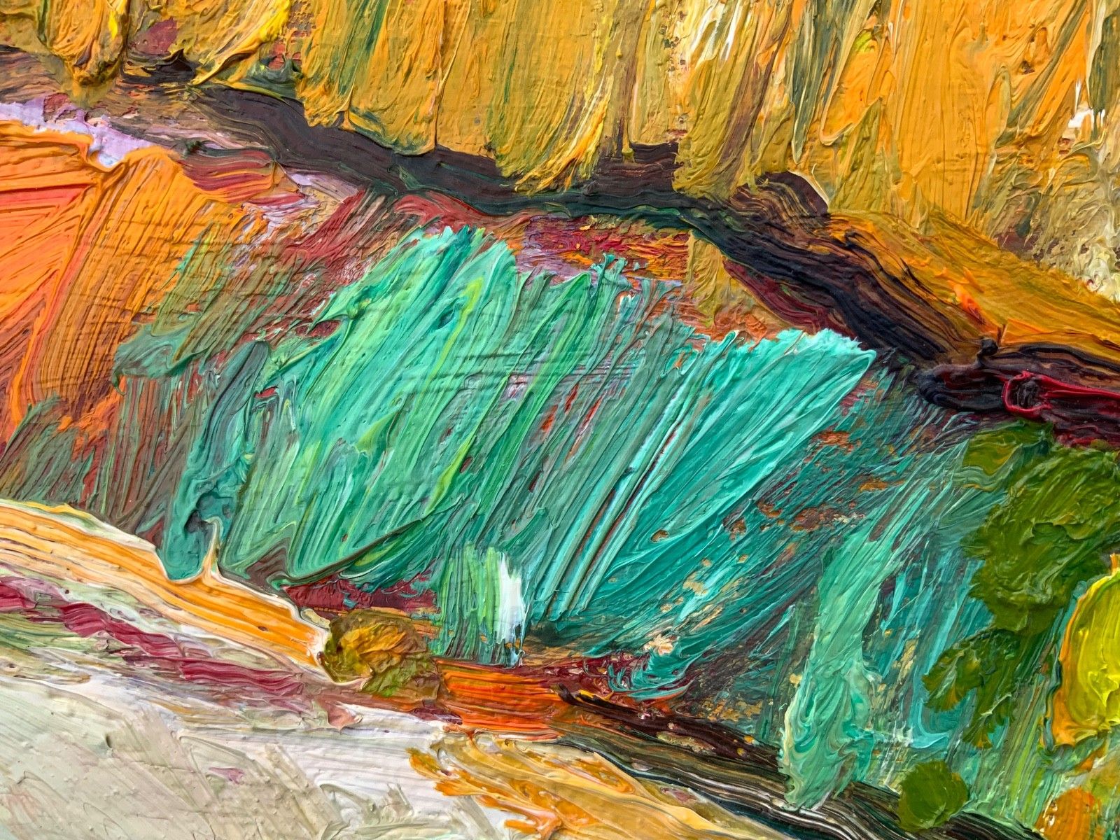 Vintage Original Expressionist Oil On Canvas By A. Eres, 1977 photo for sale