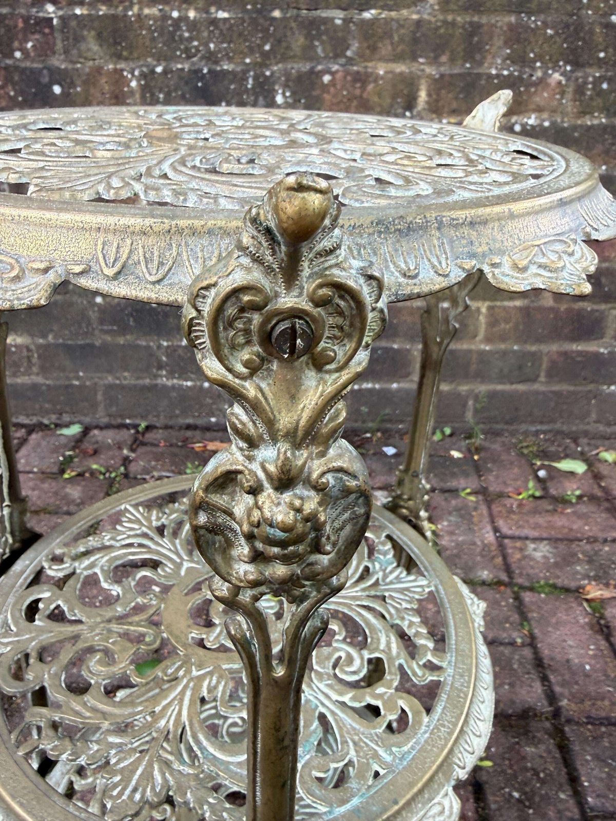 Authentic Victorian Ornate Brass Plant Stand Three Tier Display Stand photo vintage