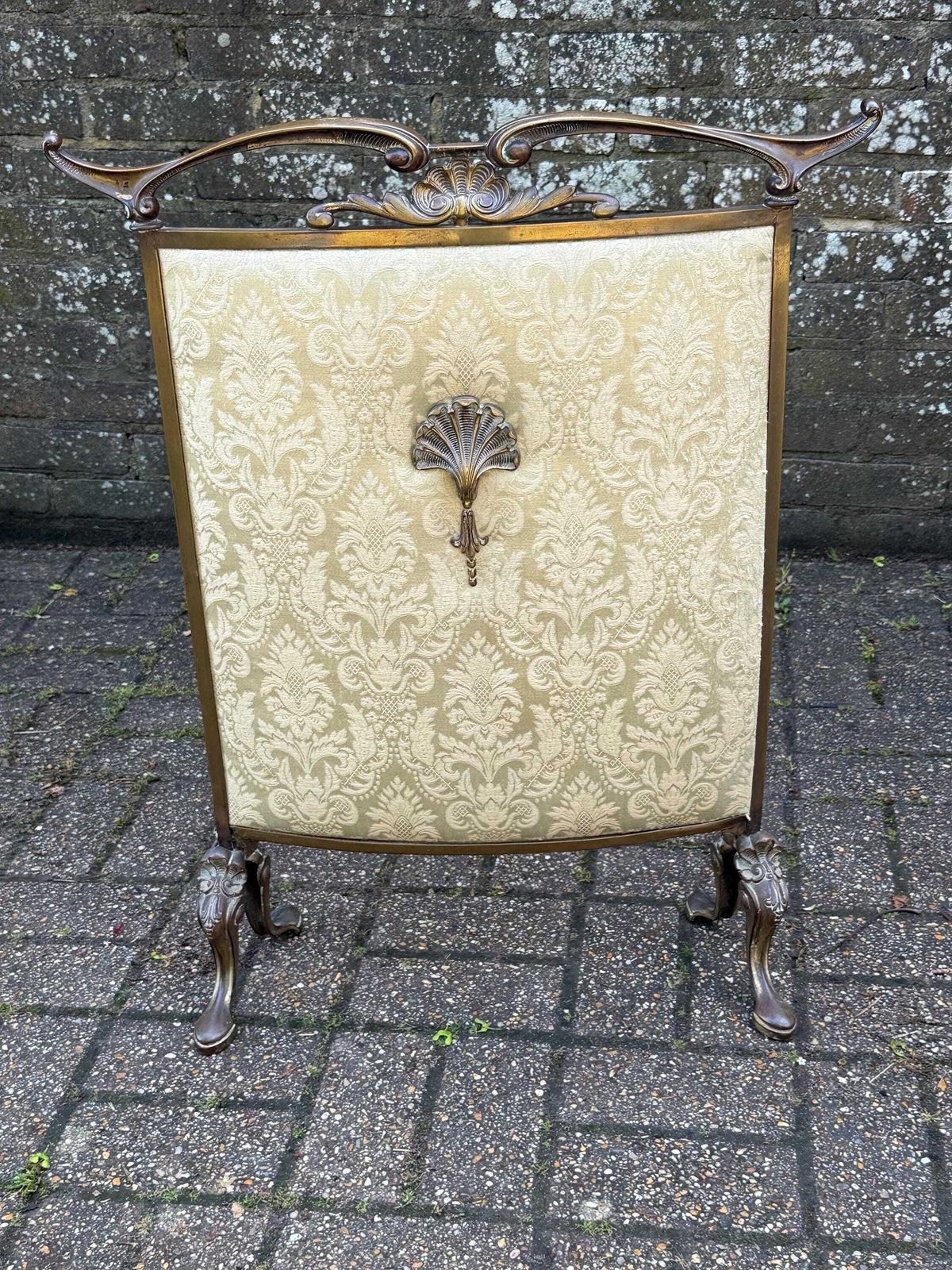 Exceptional Vintage Brass Fire Screen, Art Nouveau Style Fireplace Guard photo furniture