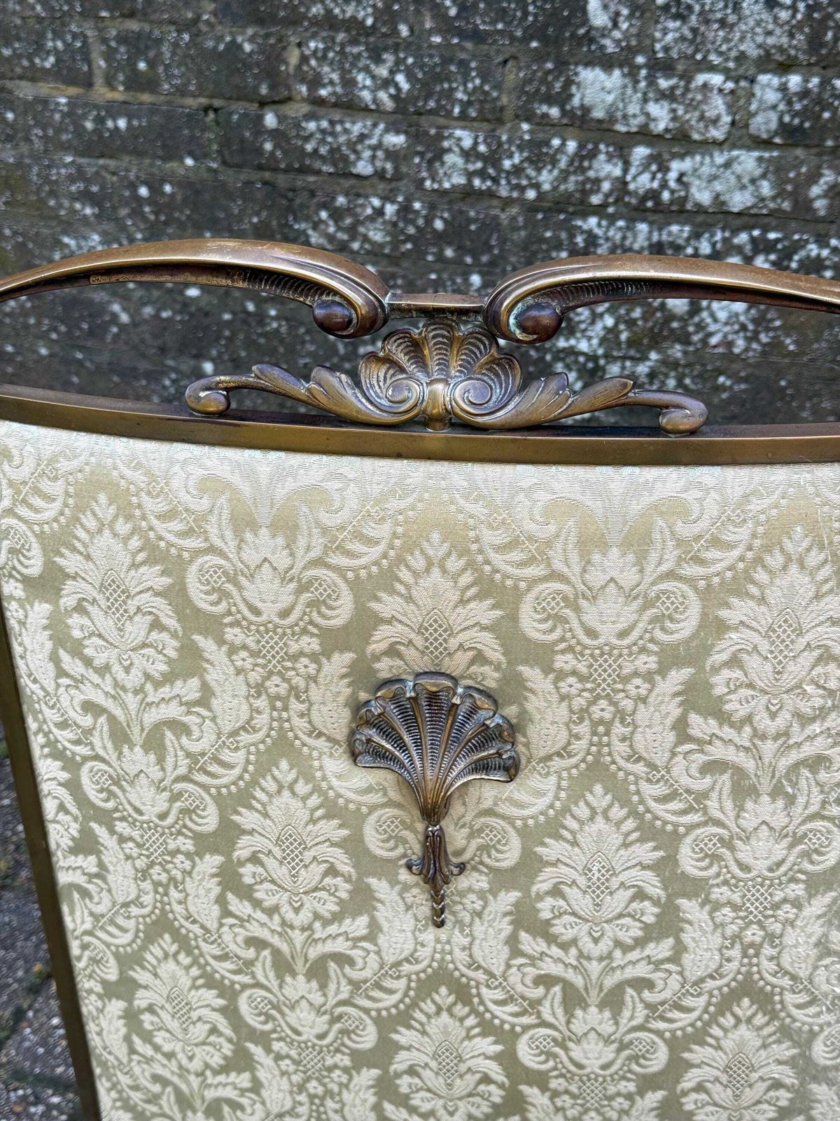 Exceptional Vintage Brass Fire Screen, Art Nouveau Style Fireplace Guard photo 245.0