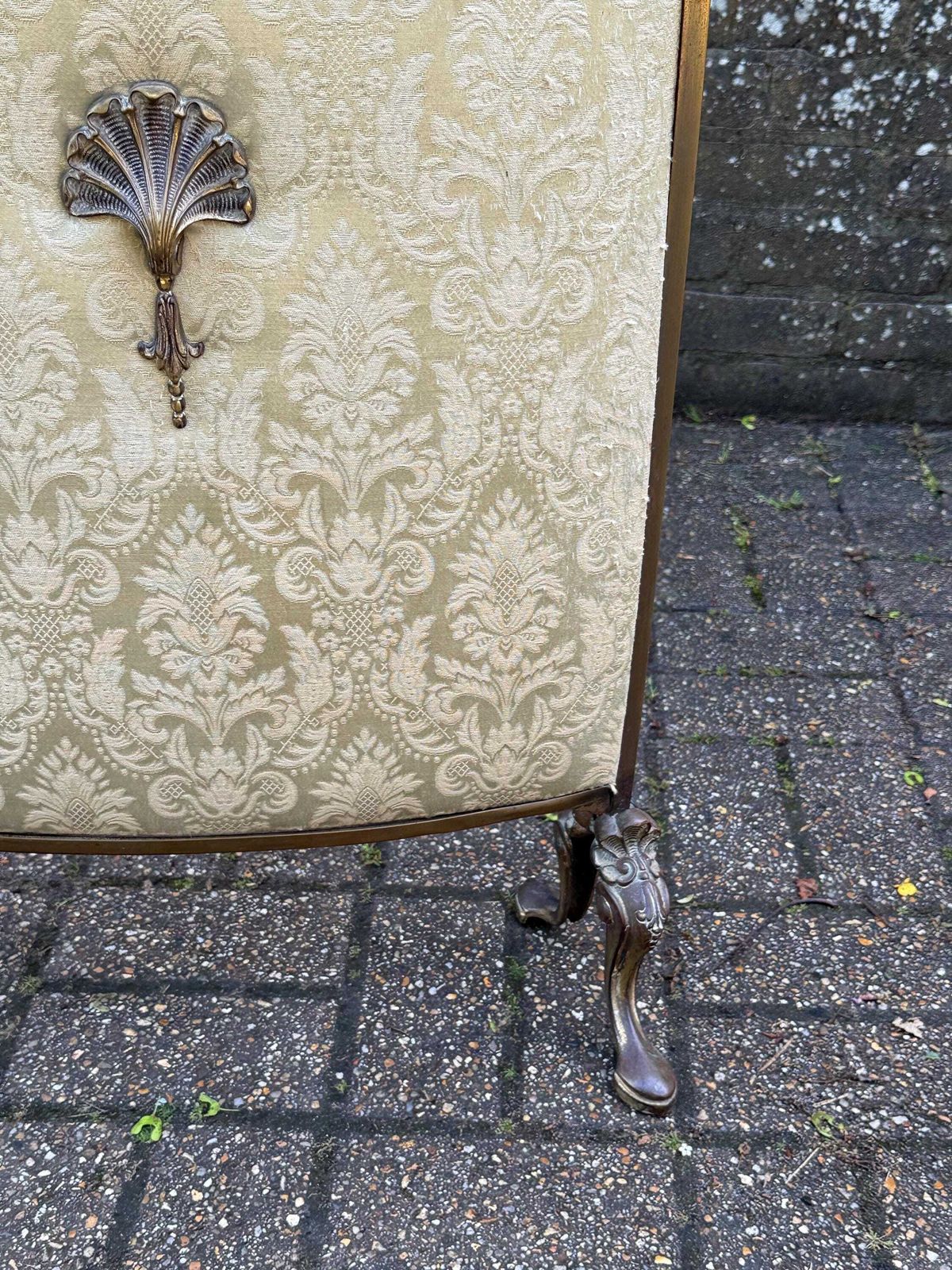 photo for sale Exceptional Vintage Brass Fire Screen, Art Nouveau Style Fireplace Guard