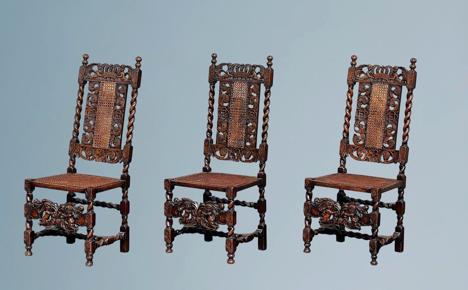 Antique Carved Walnut Jacobean Style Chair photo Furniture