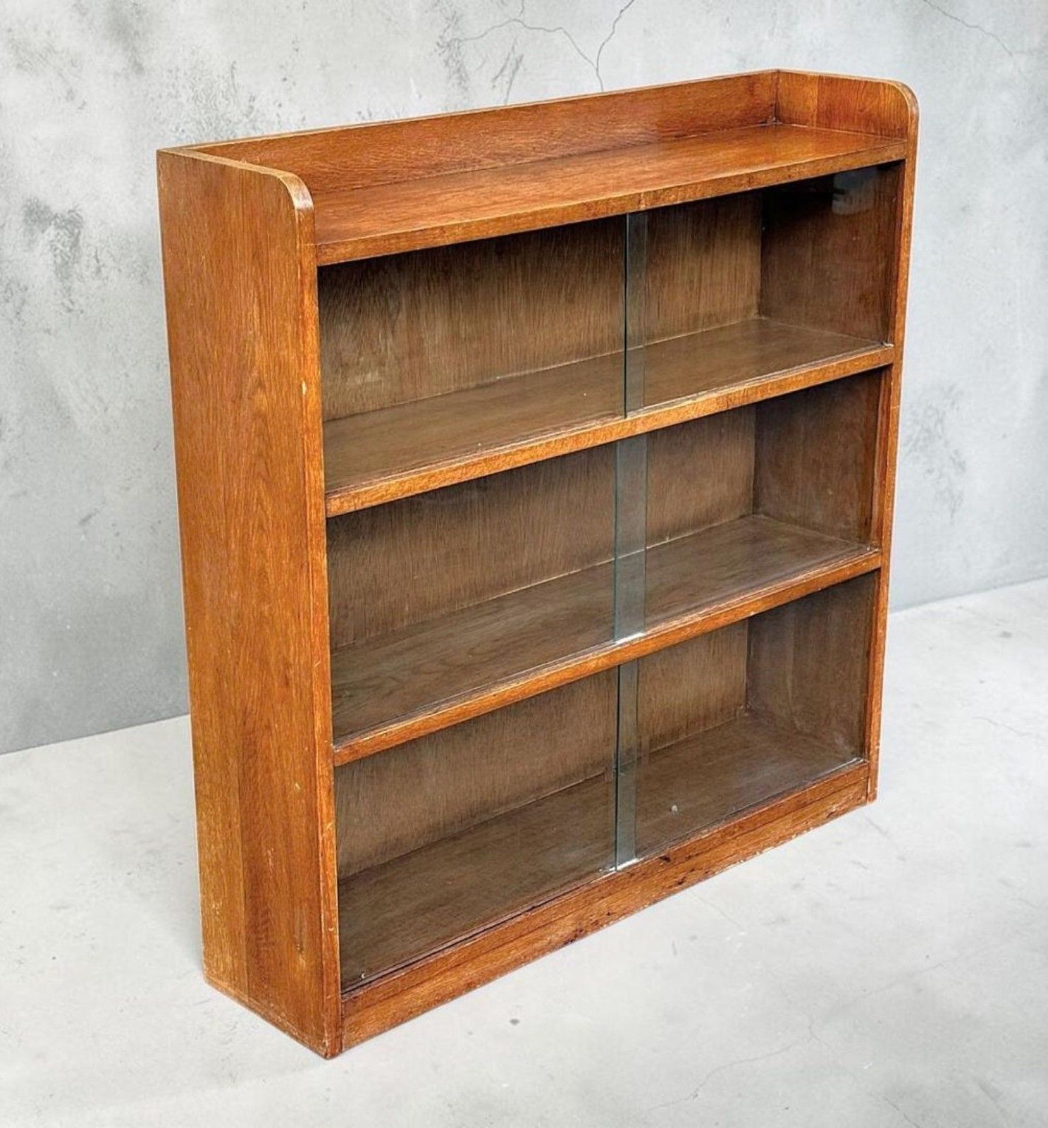 Antique Oak Sliding Door Bookcase