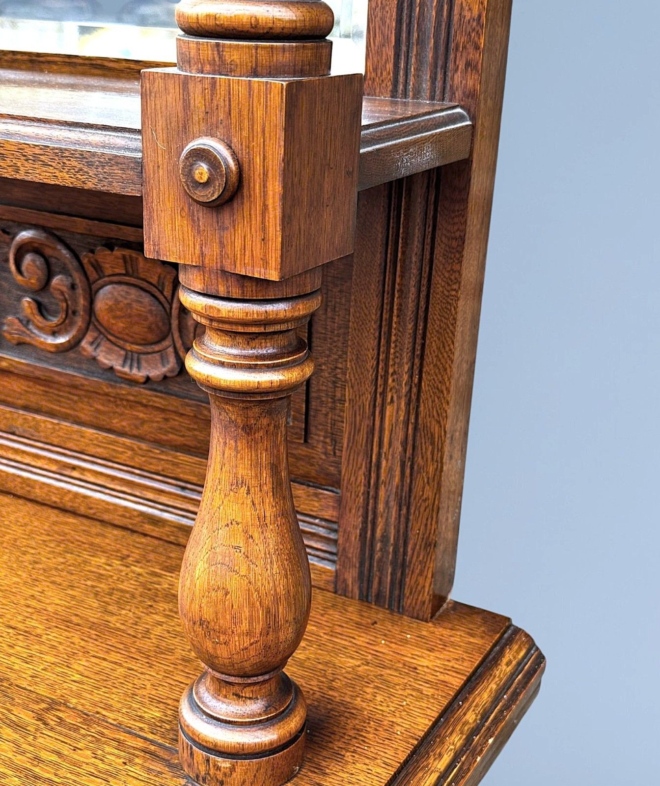Furniture Edwardian Oak Mirror Back Sideboard photo
