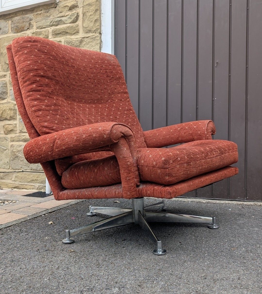 2 Two Howard Keith Hk Chrome Swivel  Armchairs Vintage 50s 60s 70s Heals Danish photo vintage