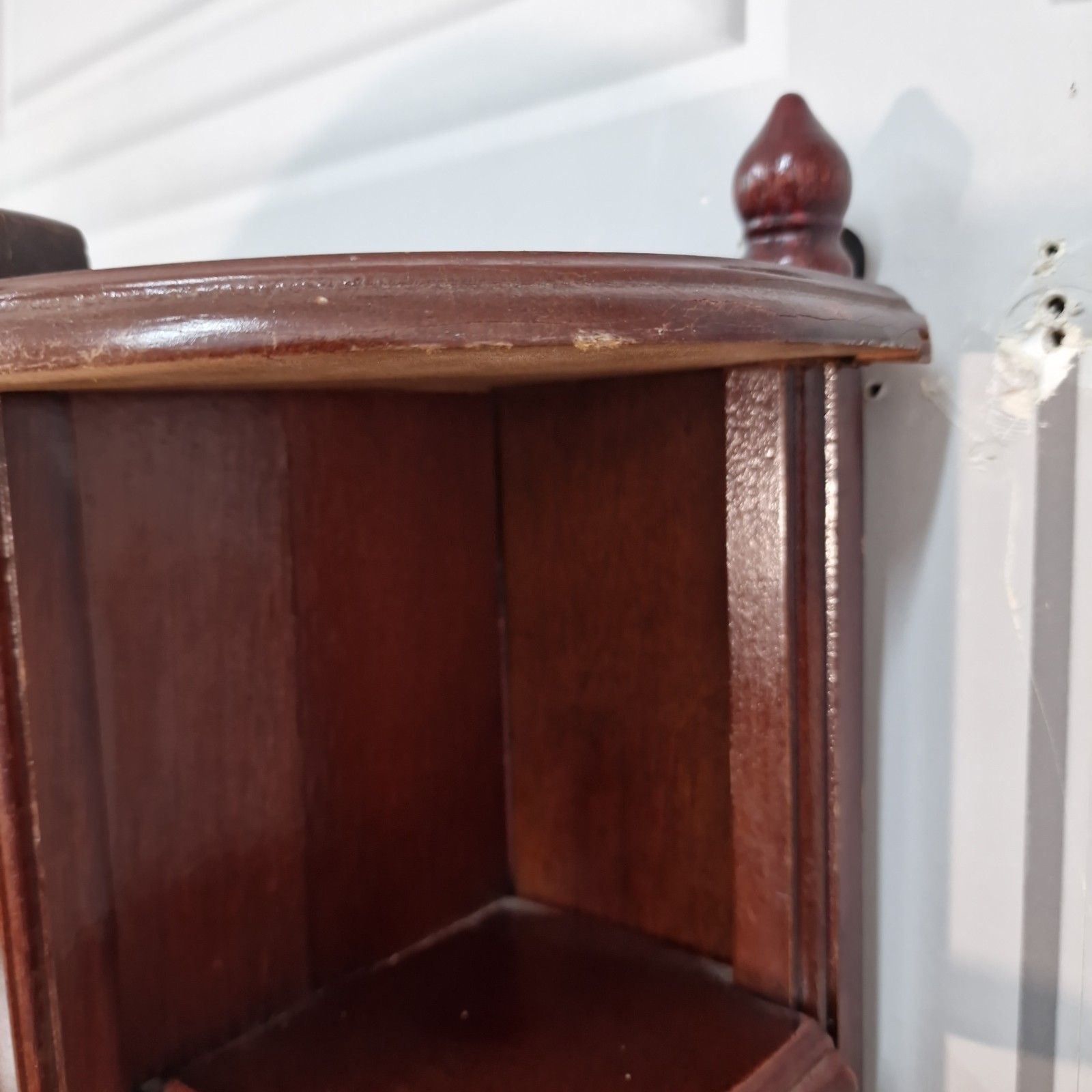 photo buy Vintage Wall Cabinet Glazed Display Cupboard Shelves Antique Mahogany Style