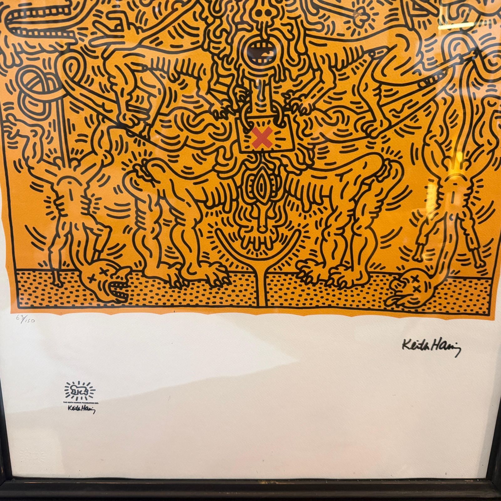 photo vinterior 21st Century Keith Haring Pop Art Framed 63/150 Untitled Lithography