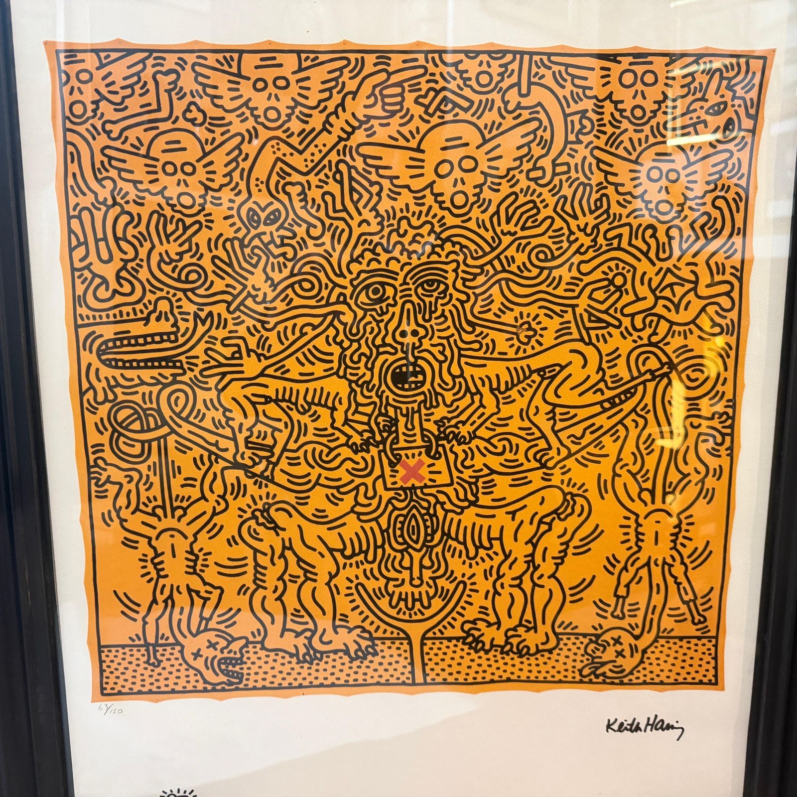 photo buy 21st Century Keith Haring Pop Art Framed 63/150 Untitled Lithography