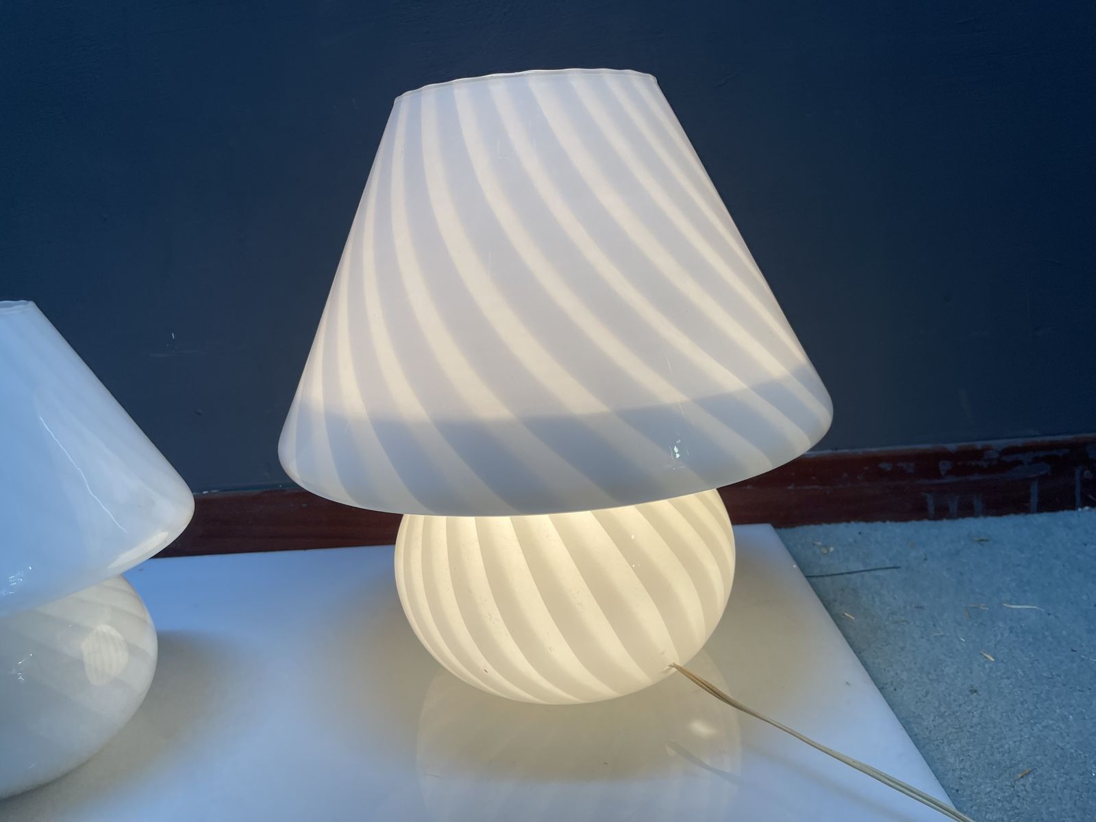 Murano Glass Mushroom Table Lamps Set Of 3 photo for sale