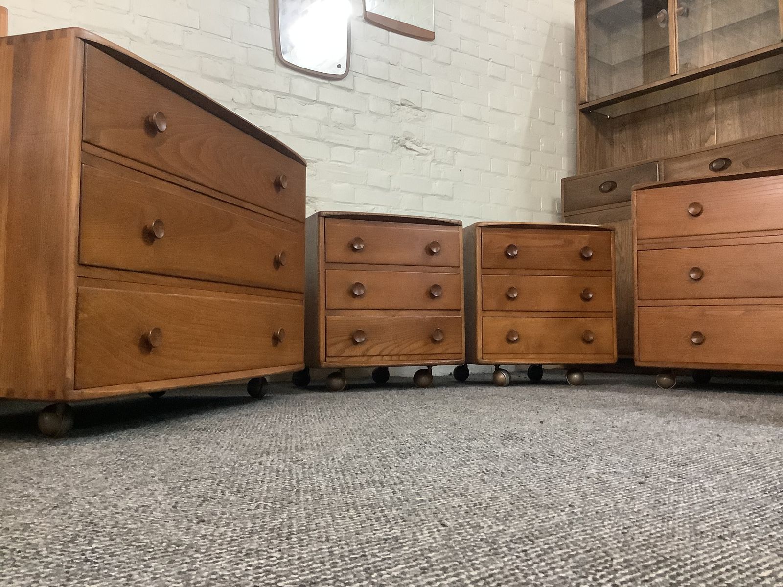 Ercol Bedroom Furniture Suite. Early Windsor Models Produced England 1956.