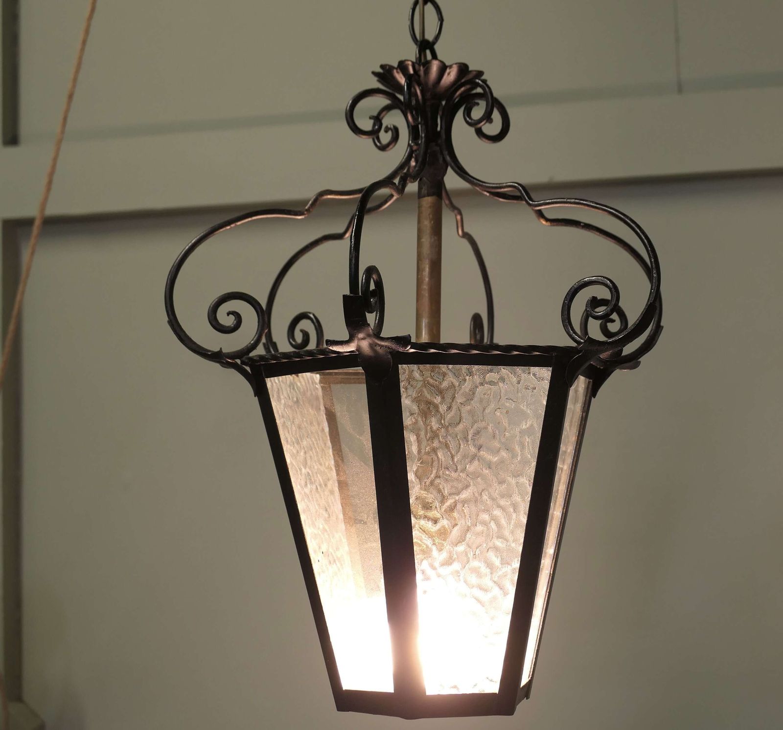 Wrought Iron Arts & Crafts Lantern This Impressive Piece Is Made In Glass photo Lighting