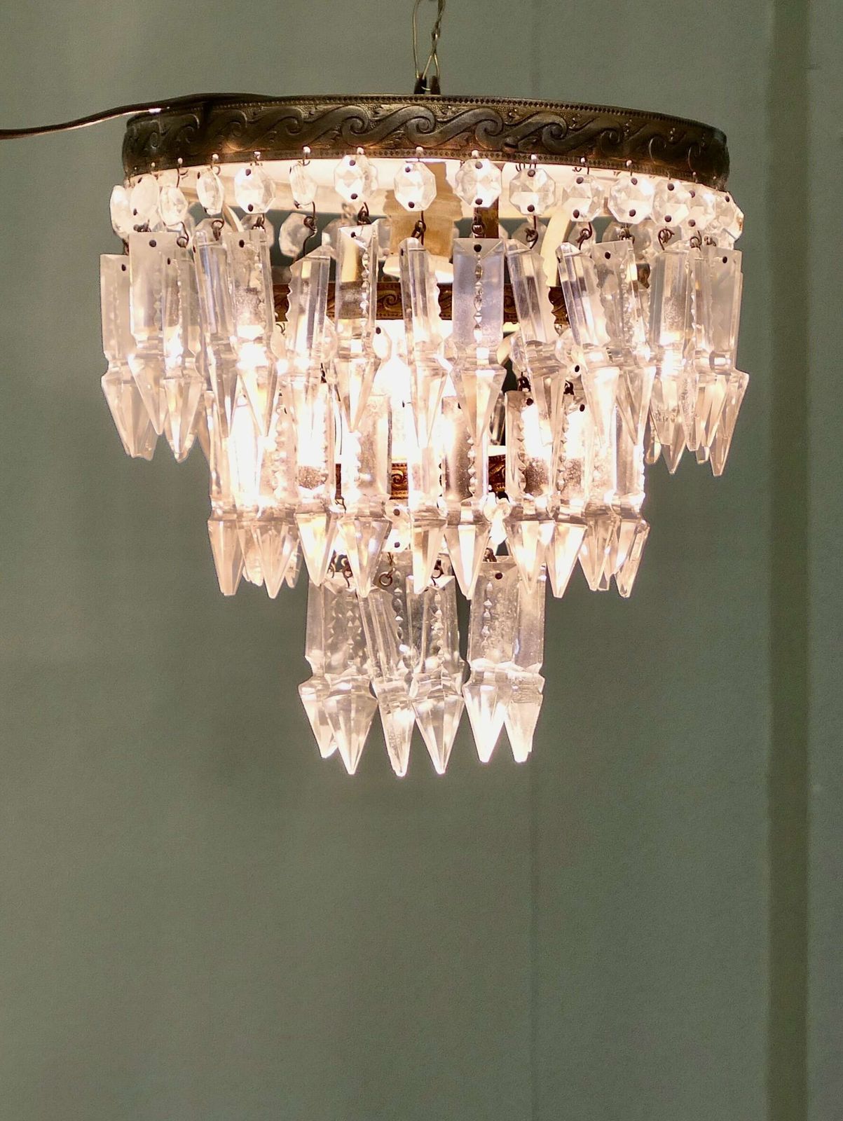 3 Tier Waterfall Chandelier A Charming Waterfall Tiered Pendant Chandelier photo for sale