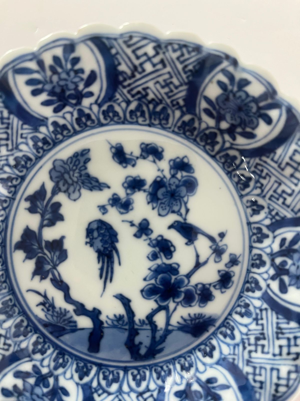Kangxi Period Blue And White Porcelain Saucer Dish, Fungus Mark, Circa 1700 photo 445.0