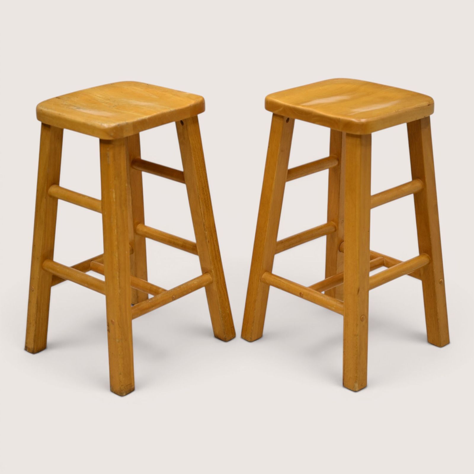 Pair Of Breakfast Bar Stools 66cm Seat Height Vintage Beech Free Uk Delivery* photo buy
