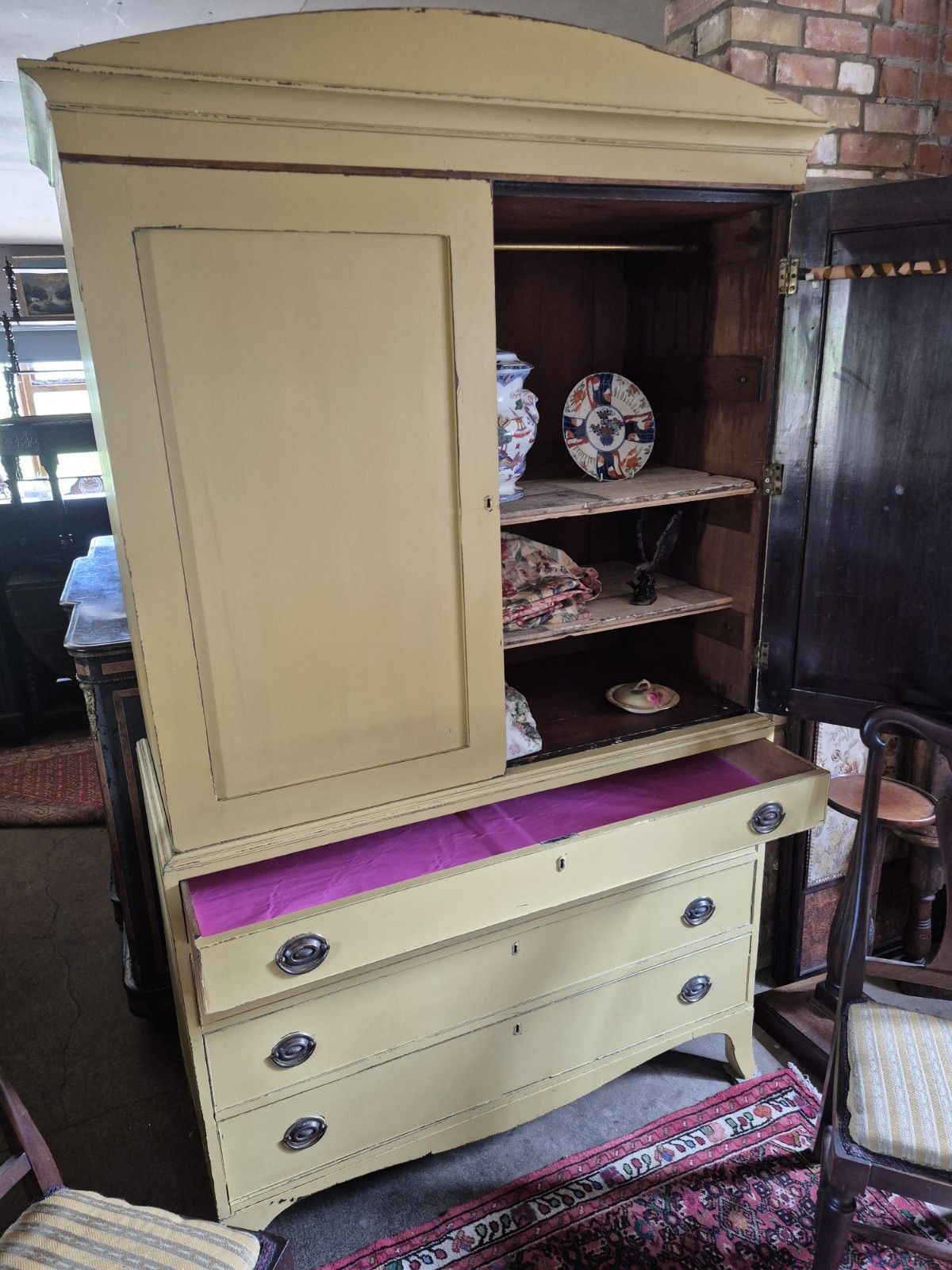 Fabulous C1820 Rustic Country House Yellow Regency Larder Cupboard Linen Press photo 555.0