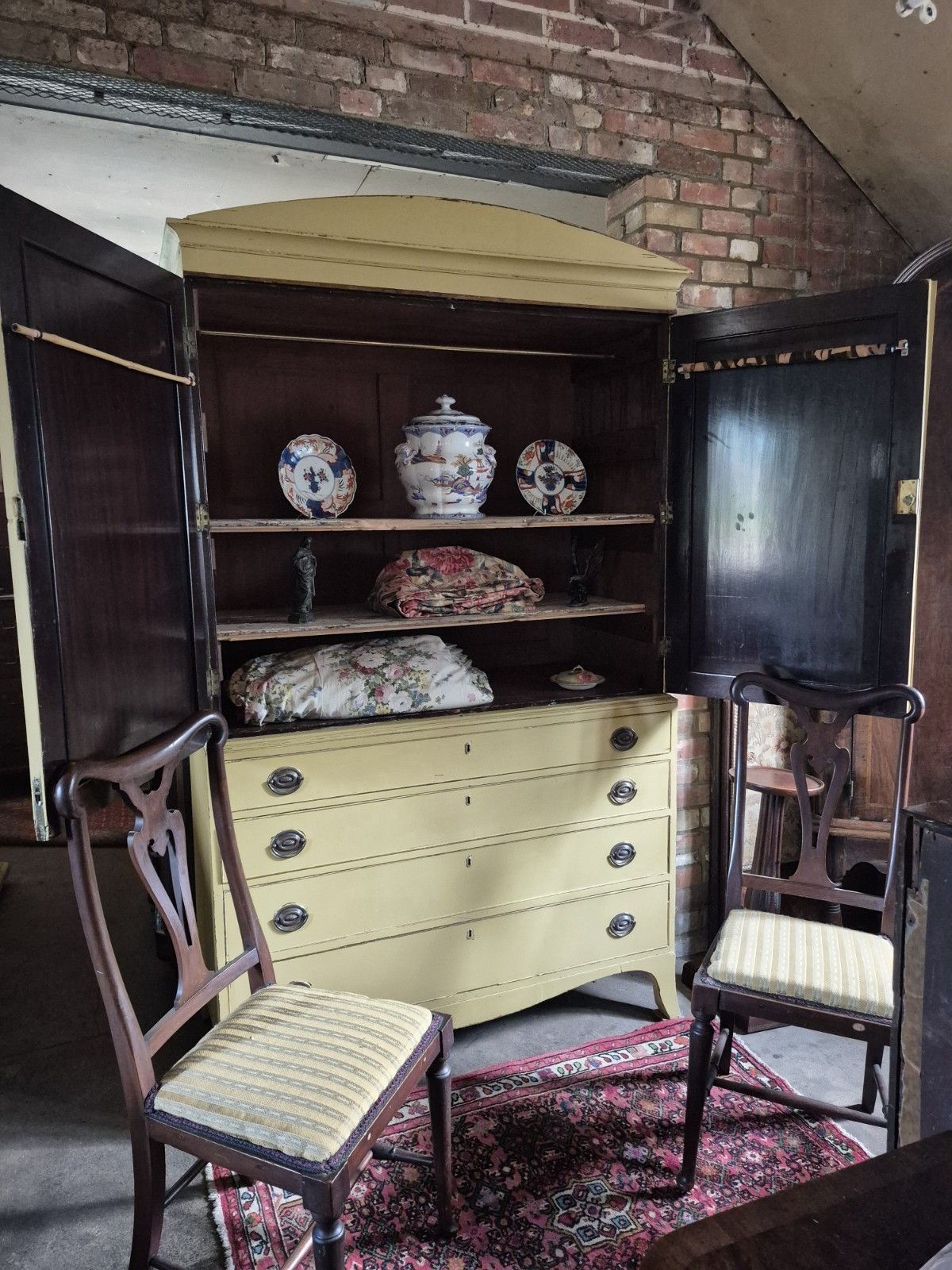 Fabulous C1820 Rustic Country House Yellow Regency Larder Cupboard Linen Press photo vinterior