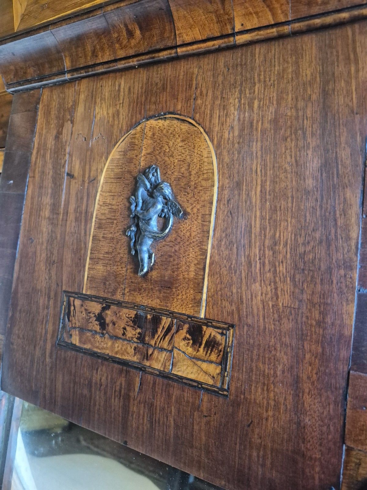 An Amazing 19th C Italian Pier Mirror Winged Putti , Satine, Walnut And Poplar photo 275.0