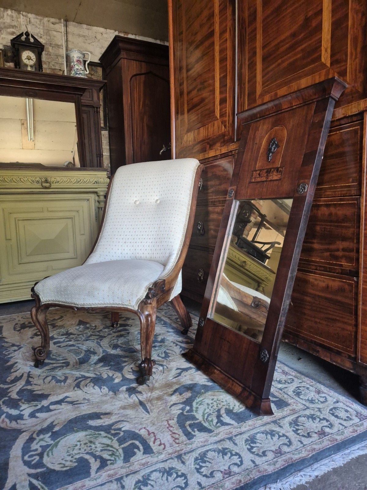 An Amazing 19th C Italian Pier Mirror Winged Putti , Satine, Walnut And Poplar photo buy