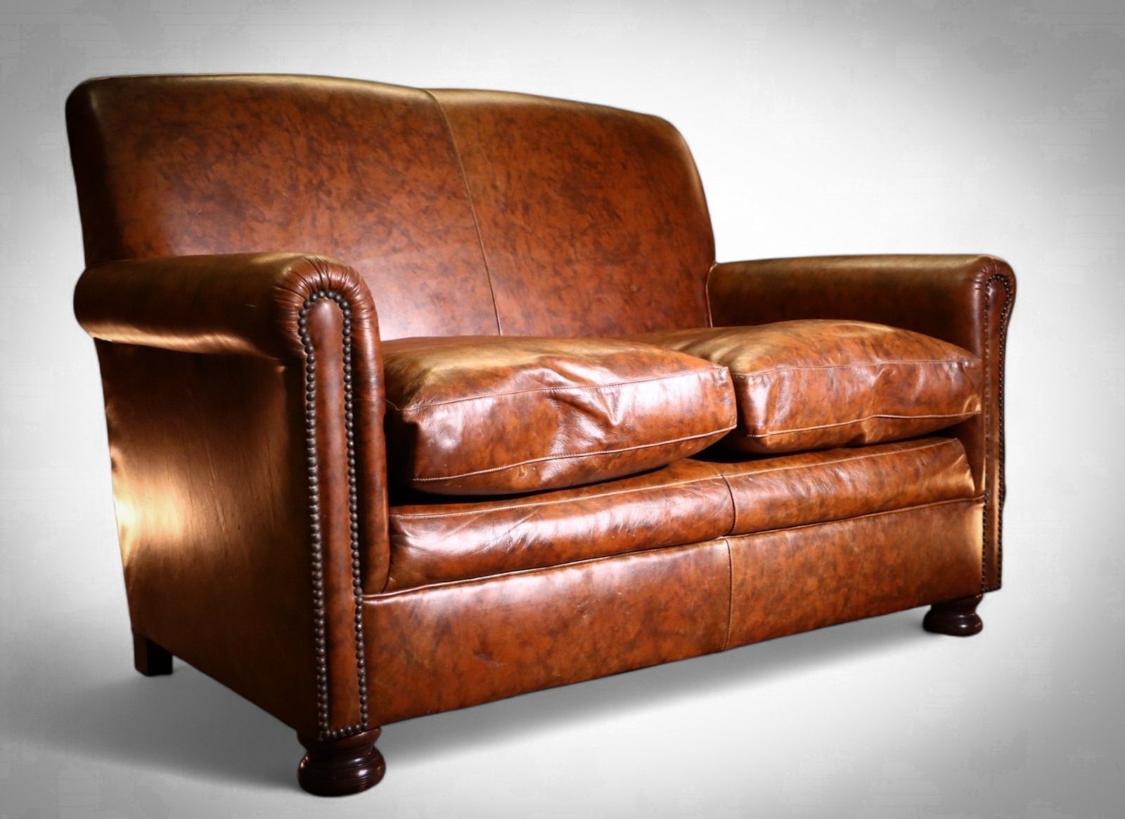 Stunning Tetrad Prince Midi 2 Seater Leather Club Small Sofa Brompton Tan 🚚🇬🇧 photo Furniture