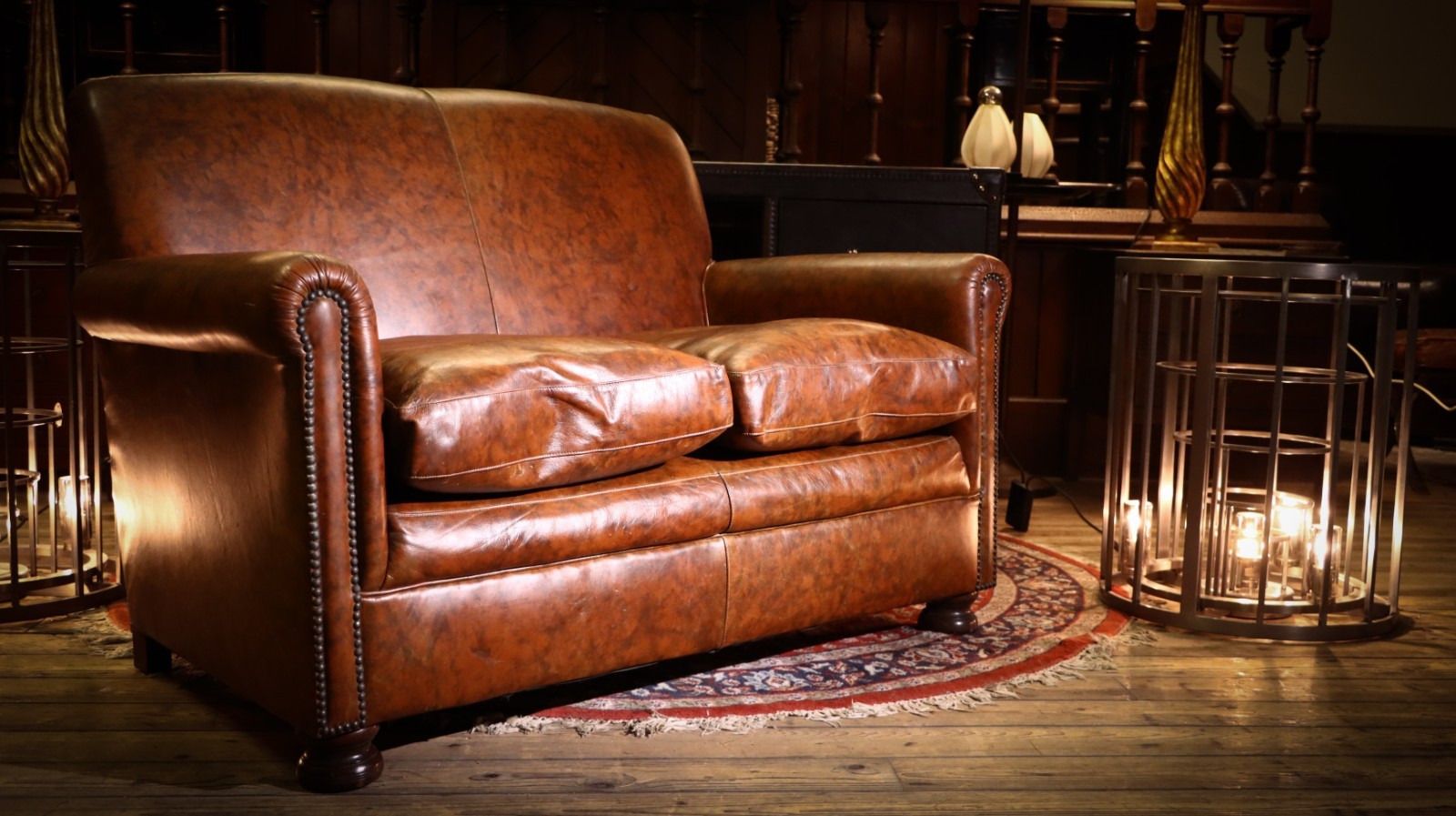 photo furniture Stunning Tetrad Prince Midi 2 Seater Leather Club Small Sofa Brompton Tan 🚚🇬🇧