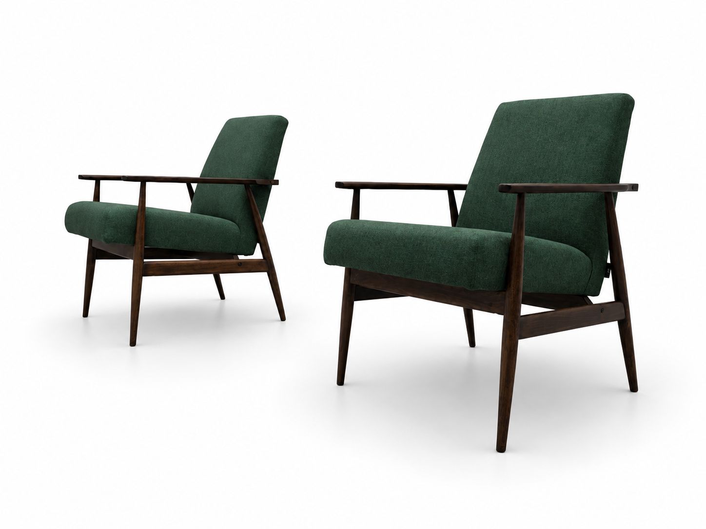 1960 Henryk Lis Mid Century Armchair In Green Tweed photo for sale