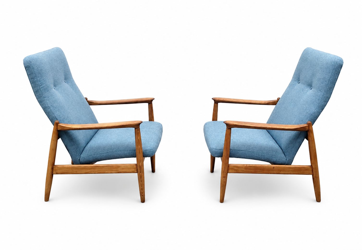 Set Of Two   1965 Chairs By Edmund Homa, Model Gfm 64 High Blue photo vinterior